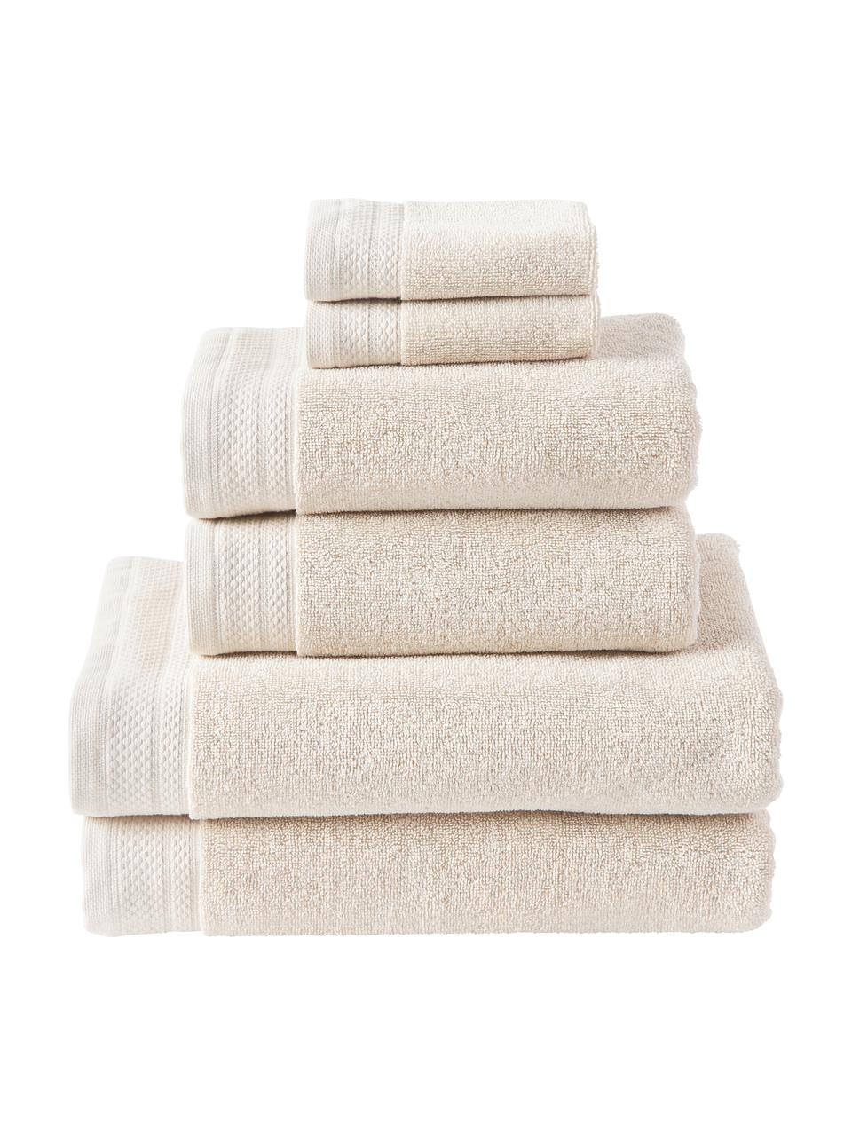 Lot de serviettes de bain en coton bio Premium, 6 élém., 100 % coton bio, certifié GOTS
Qualité supérieure 600 g/m²

Le matériau est certifié STANDARD 100 OEKO-TEX®, IS025 189577, OETI, Beige clair, Lot de différentes tailles