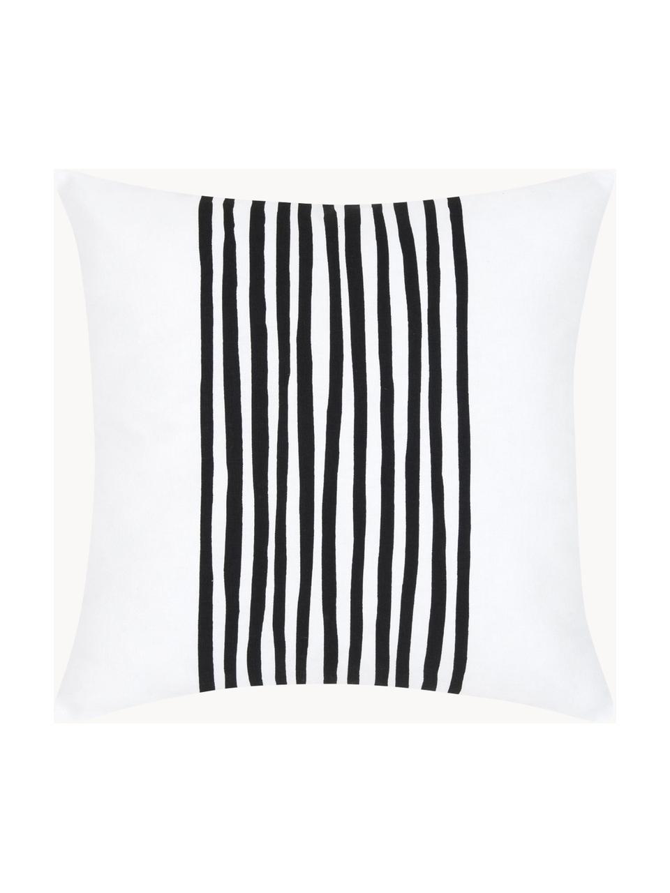 Housse de coussin à rayures Corey, 100 % coton, Noir, blanc, larg. 40 x long. 40 cm