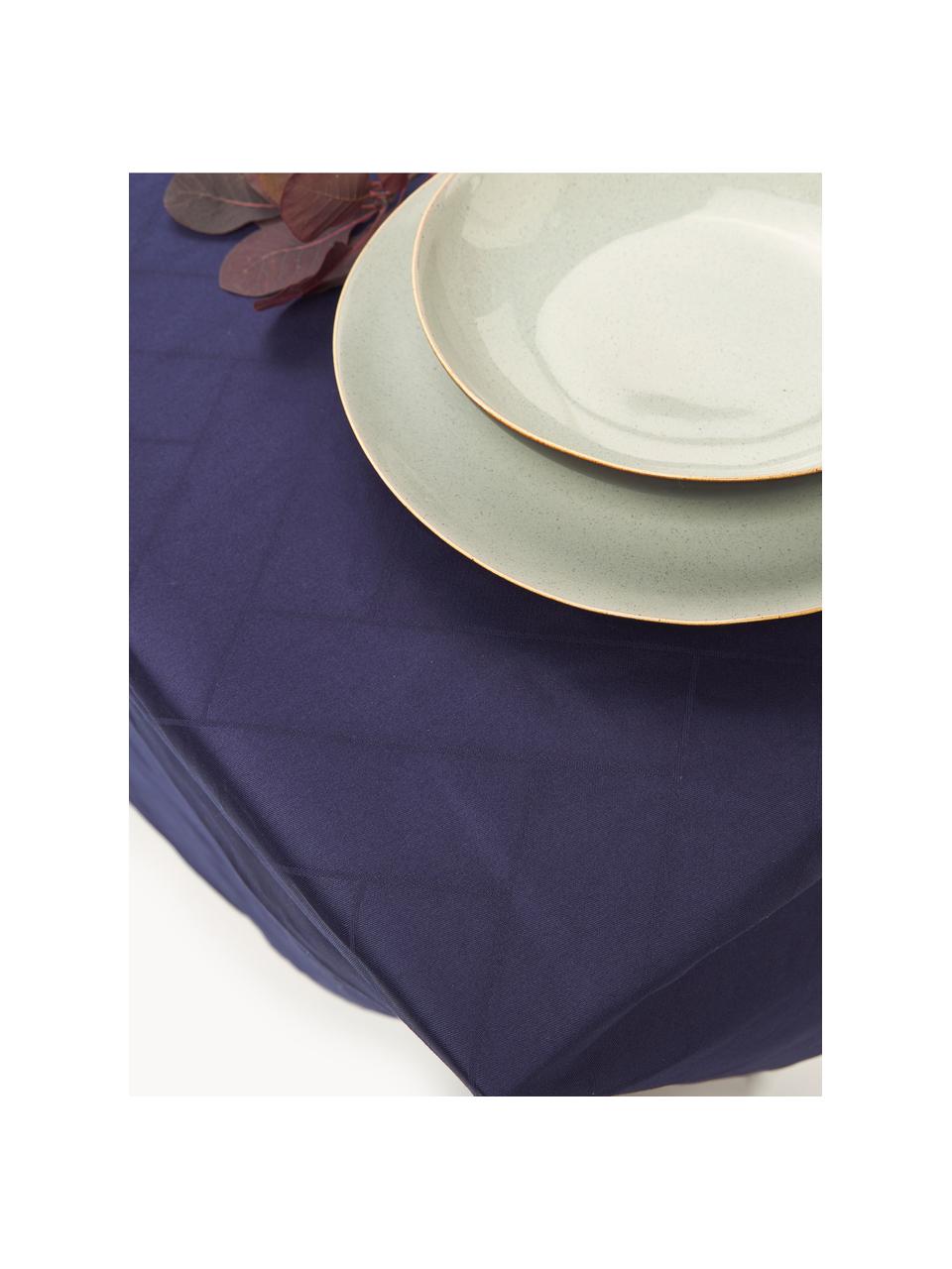 Mantel Tiles, tamaños diferentes, 100% algodón, Azul oscuro, De 6 a 8 comensales (An 140 x L 270 cm)