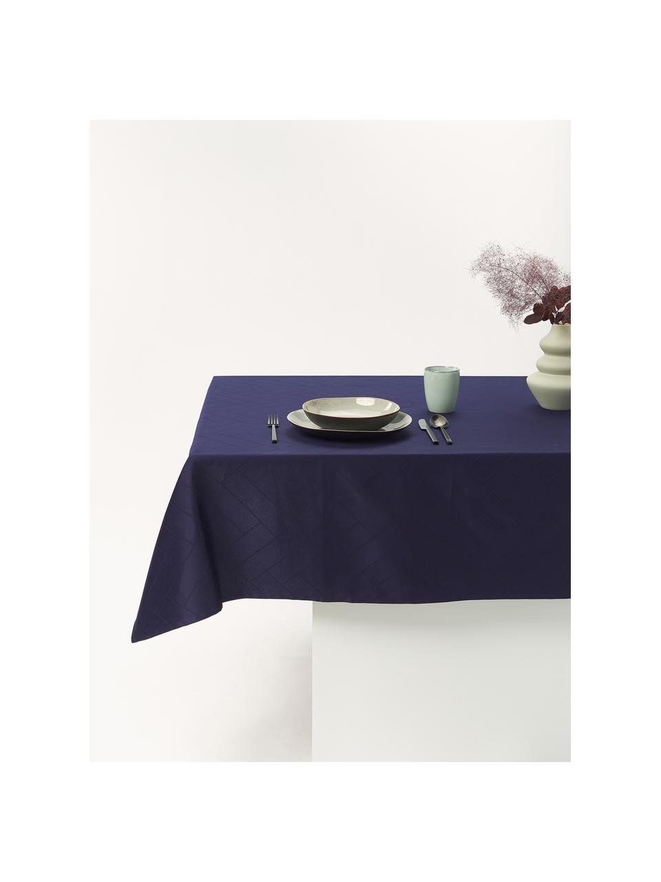 Nappe en coton Tiles, tailles variées, 100 % coton, Bleu foncé, 6-8 personnes (long. 270 x larg. 140 cm)