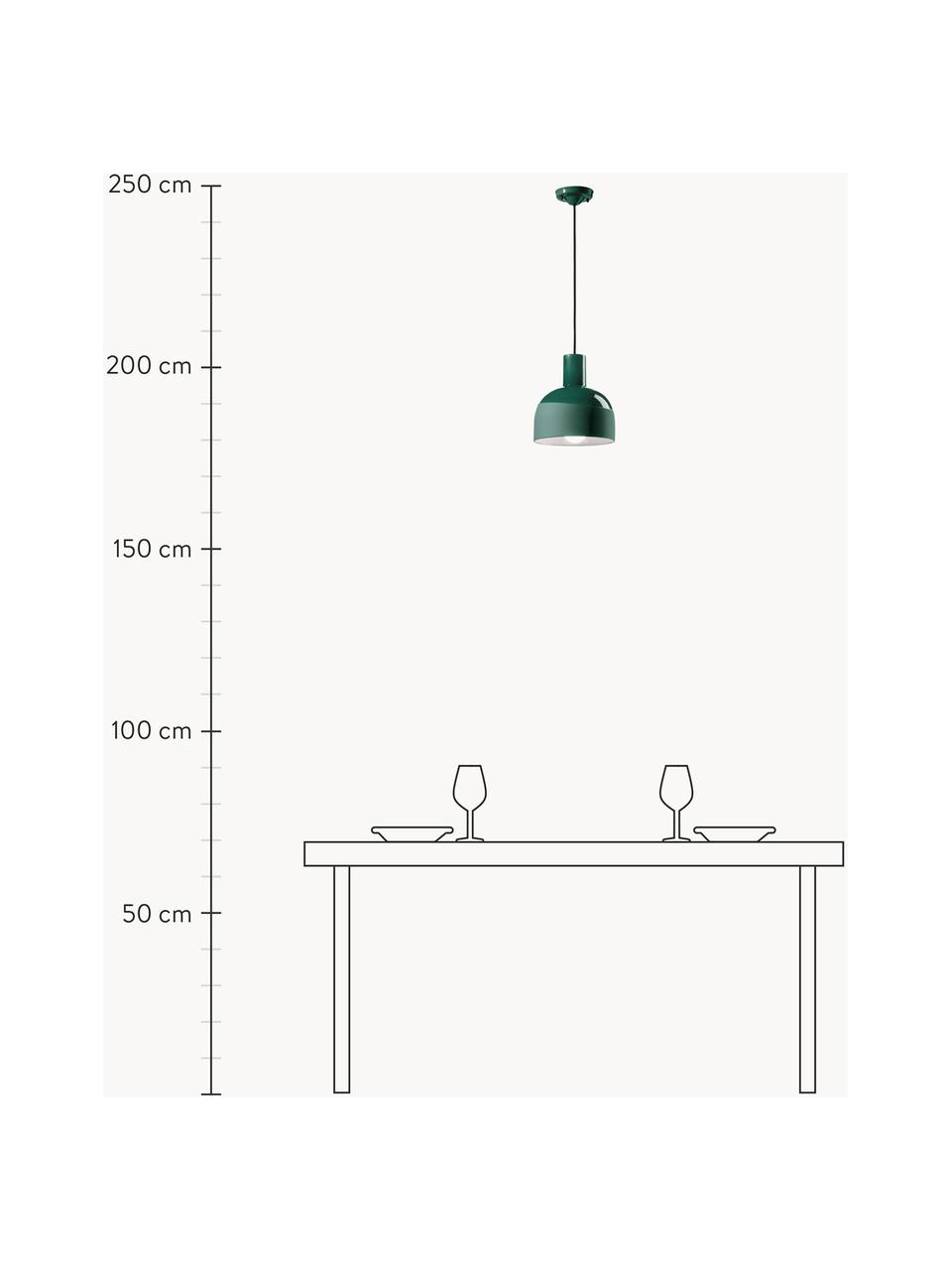 Kleine Pendelleuchte Caxixi, handgefertigt, Lampenschirm: Keramik, Baldachin: Aluminium, pulverbeschich, Dunkelgrün, Ø 23 x H 27 cm