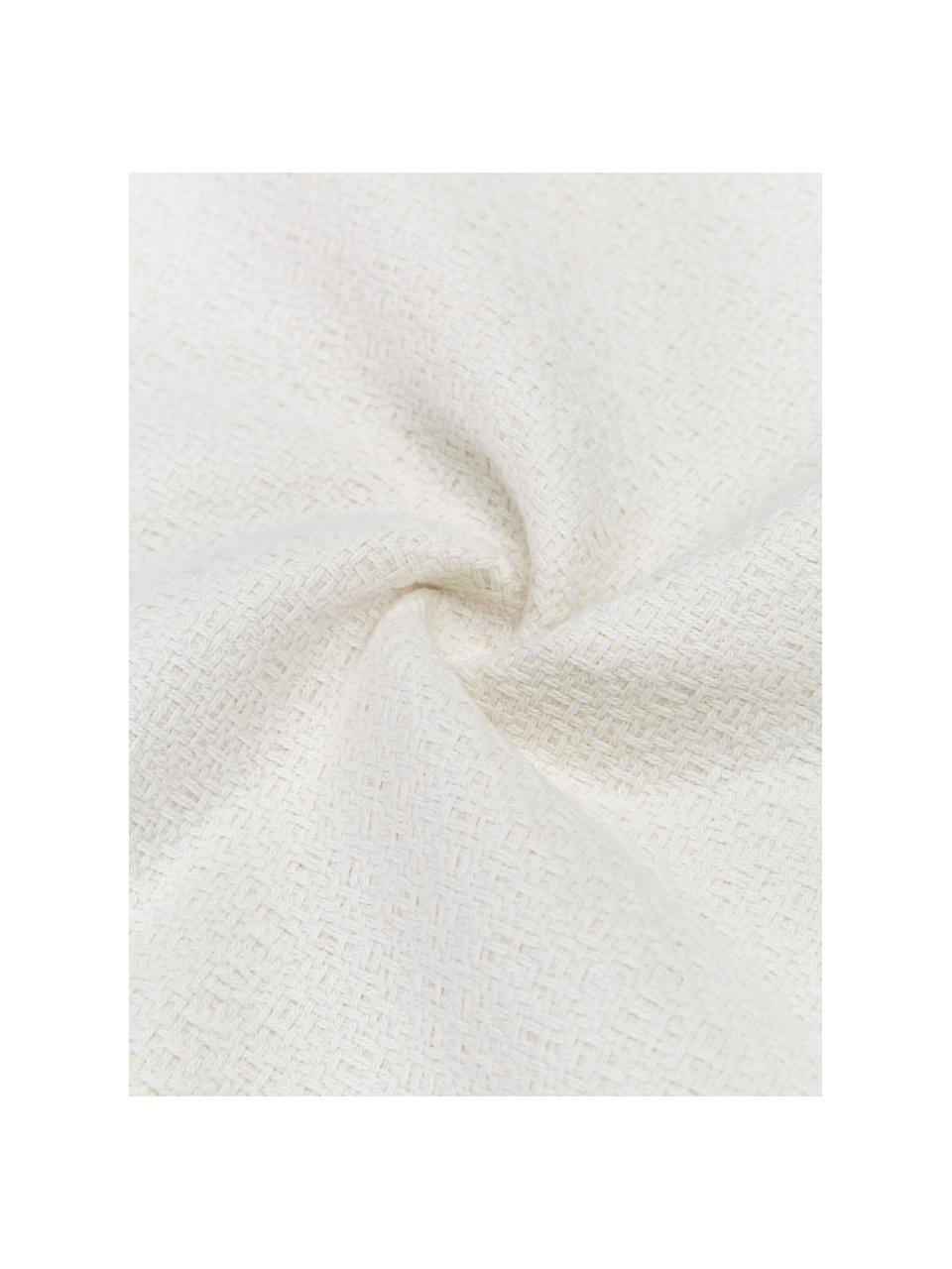 Housse de coussin à finition frangée Lorel, 100 % coton, Blanc, larg. 40 x long. 40 cm