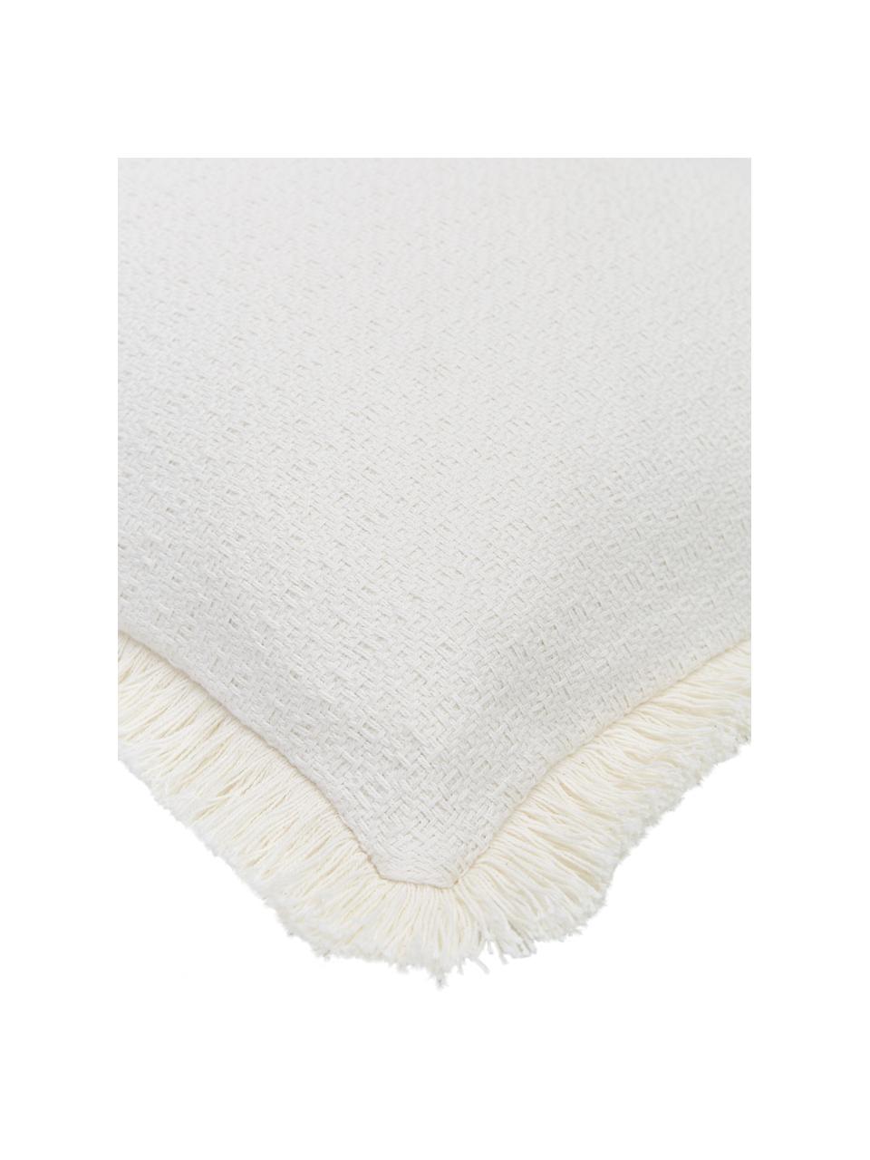 Povlak na polštář s ozdobnými třásněmi Lorel, 100% bavlna, Bílá, Š 40 cm, D 40 cm