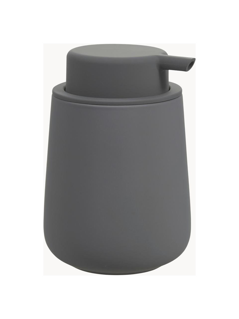 Distributeur de savon en porcelaine Push, Gris foncé, Ø 8 x haut. 12 cm