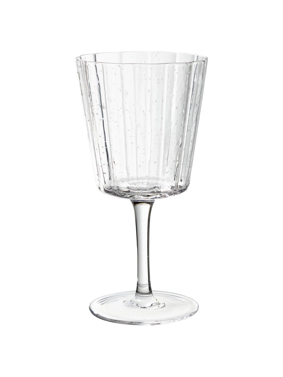 Calice vino in vetro soffiato con struttura scanalata Scallop Glasses 4 pz, Vetro soffiato, Trasparente, Ø 9 x Alt. 17 cm