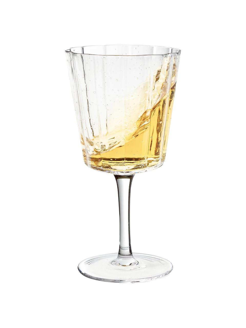 Mundgeblasene Weingläser Scallop Glasses mit Rillenstruktur, 4 Stück, Glas, mundgeblasen, Transparent, Ø 9 x H 17 cm
