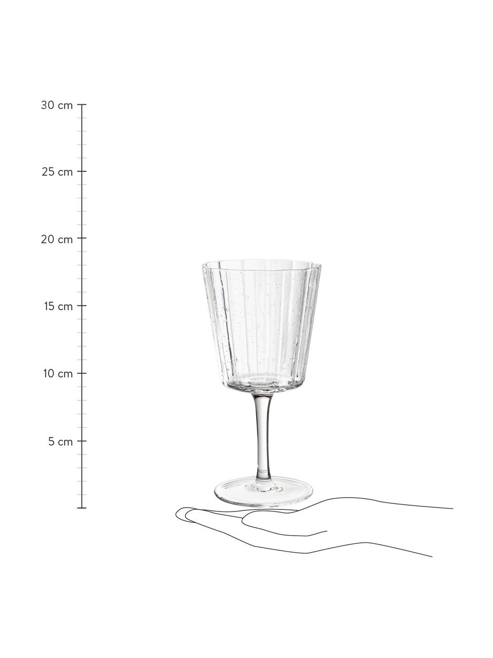 Ručně foukané sklenice na víno s drážkovanou strukturou Scallop Glasses, 4 ks, Foukané sklo, Transparentní, Ø 9 cm, V 17 cm