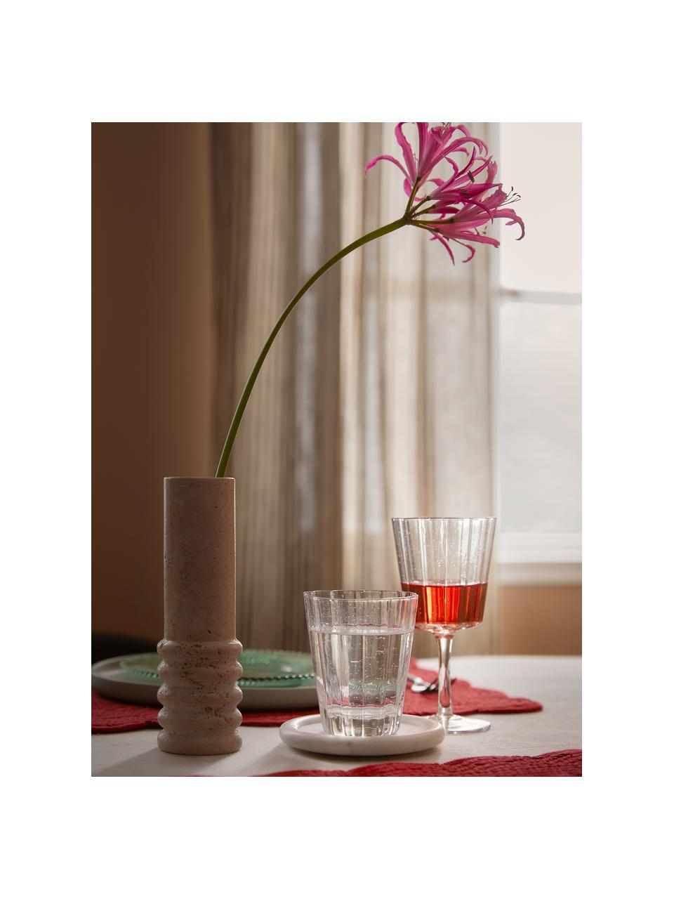 Mondgeblazen wijnglazen Scallop Glasses met groefstructuur, 4 stuks, Transparant, Ø 9 x H 17 cm, 250 ml