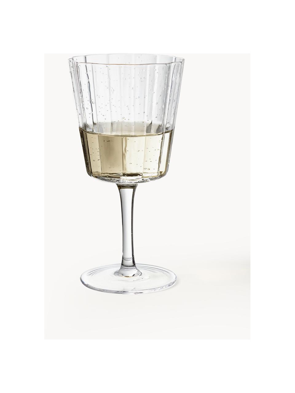 Copas de vino sopladas artesanalmente con relives Scallop Glasses, 4 uds., Vidrio soplado artesanalmente, Transparente, Ø 9 x Al 17 cm