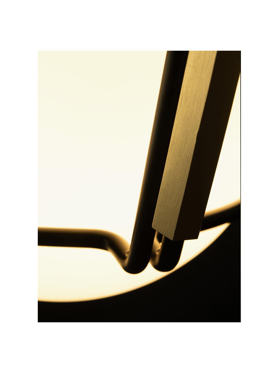 Große LED-Bogenlampe Alicanto, handgefertigt, Lampenschirm: Glas, Lampenfuß: Metall, beschichtet, Schwarz, Goldfarben, H 230 cm