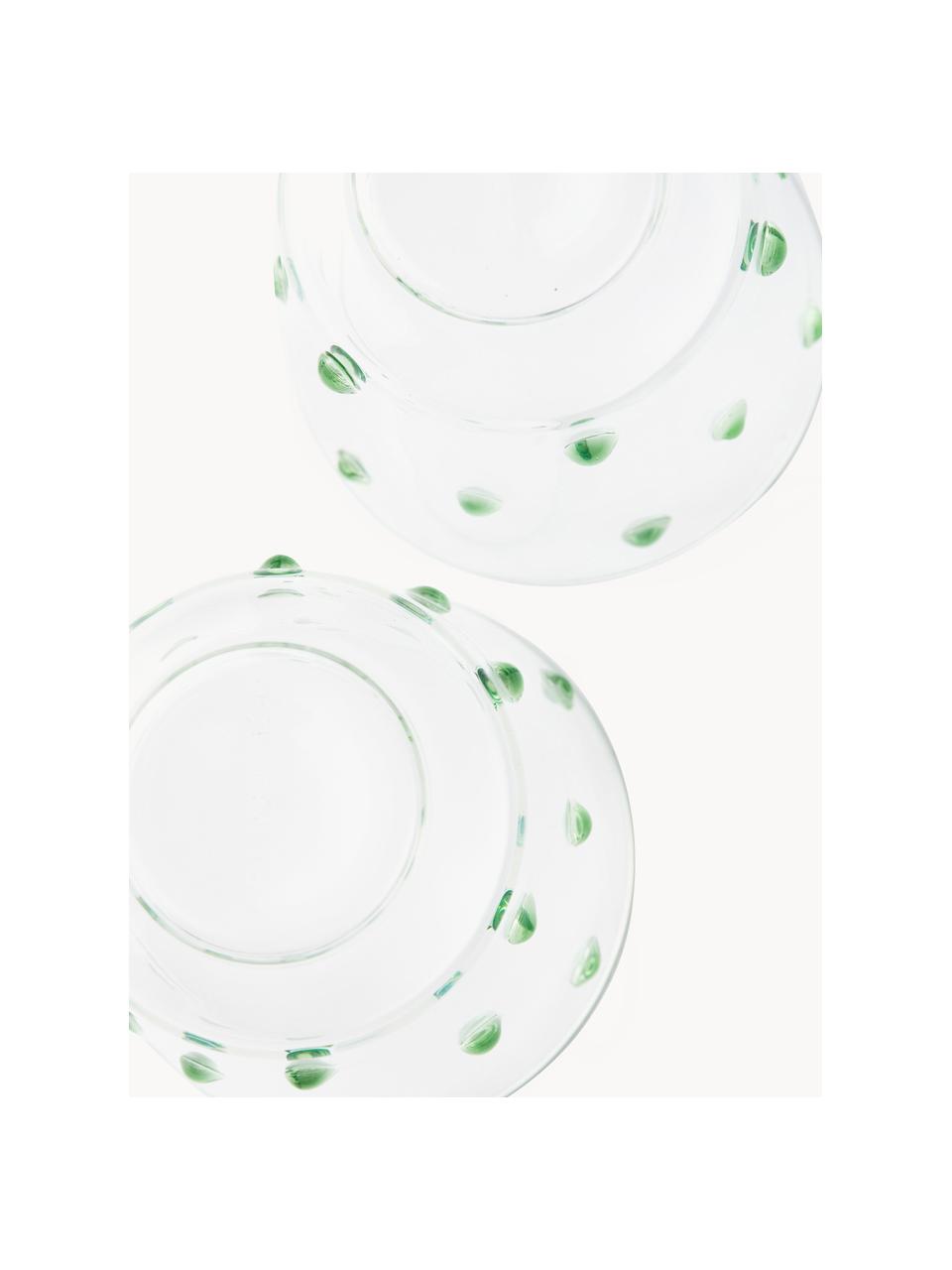 Mundgeblasene Wassergläser Nob aus Borosilikatglas, 2 Stück, Borosilikatglas, mundgeblasen, Transparent, Grün, Ø 9 x H 10 cm, 300 ml