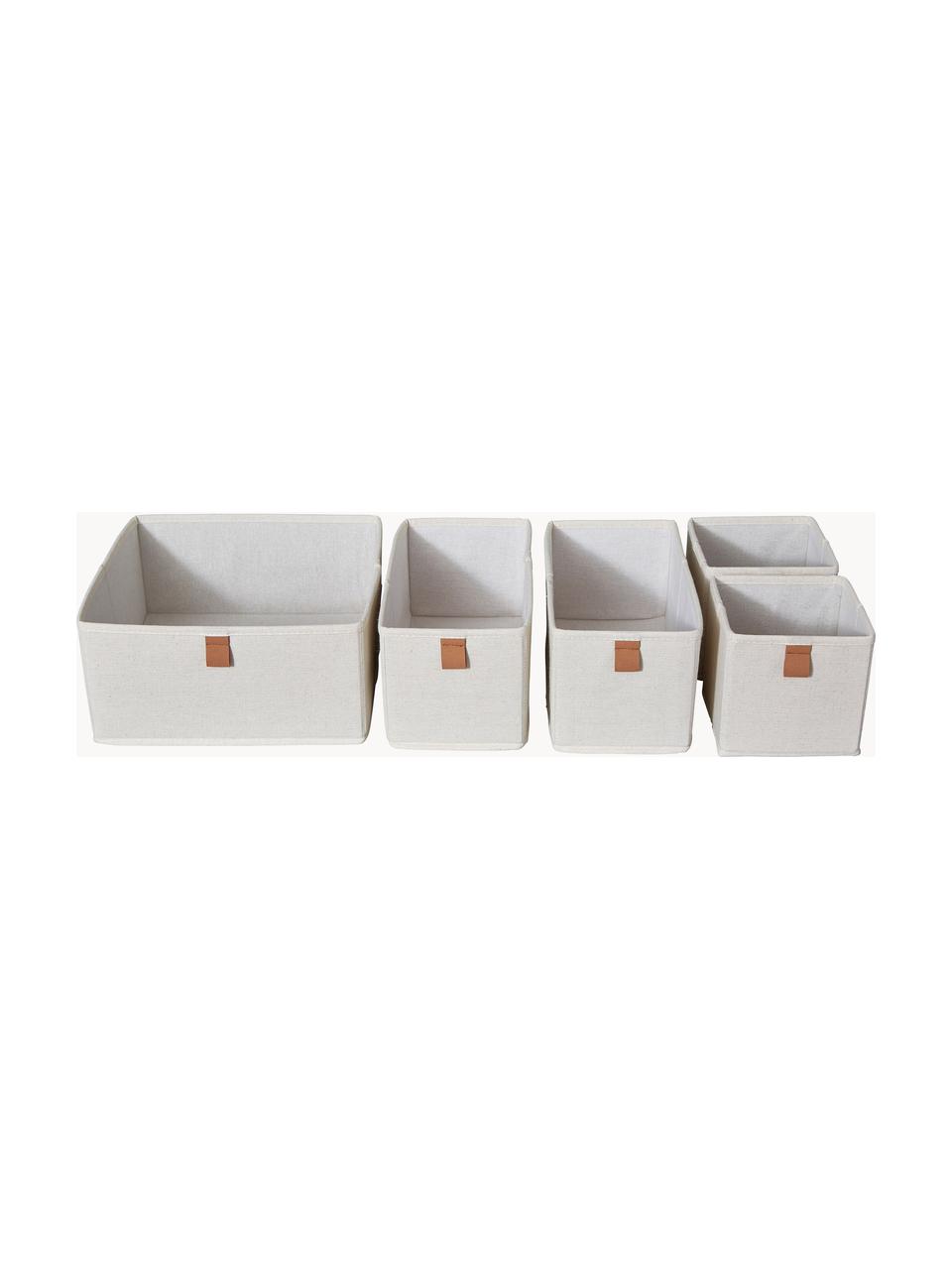 Aufbewahrungsboxen Premium, 5er-Set, Hellbeige, Braun, Set mit verschiedenen Größen