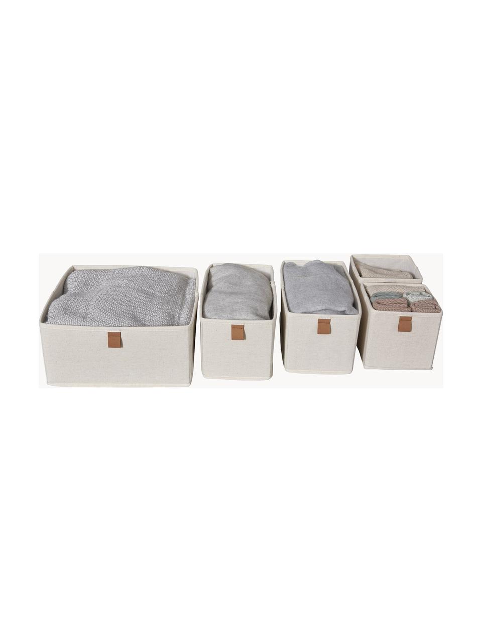 Boîtes de rangement Premium, 5 élém., Beige clair, brun, De différentes tailles