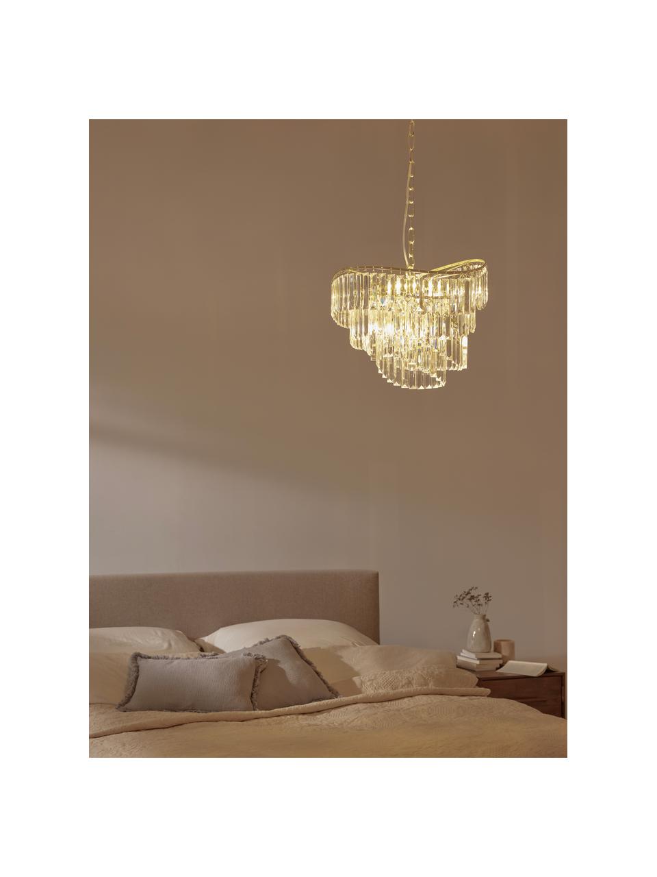 Lampadario Eleanor, Struttura: metallo spazzolato, Baldacchino: metallo spazzolato, Trasparente, dorato, Ø 45 x Alt. 32 cm