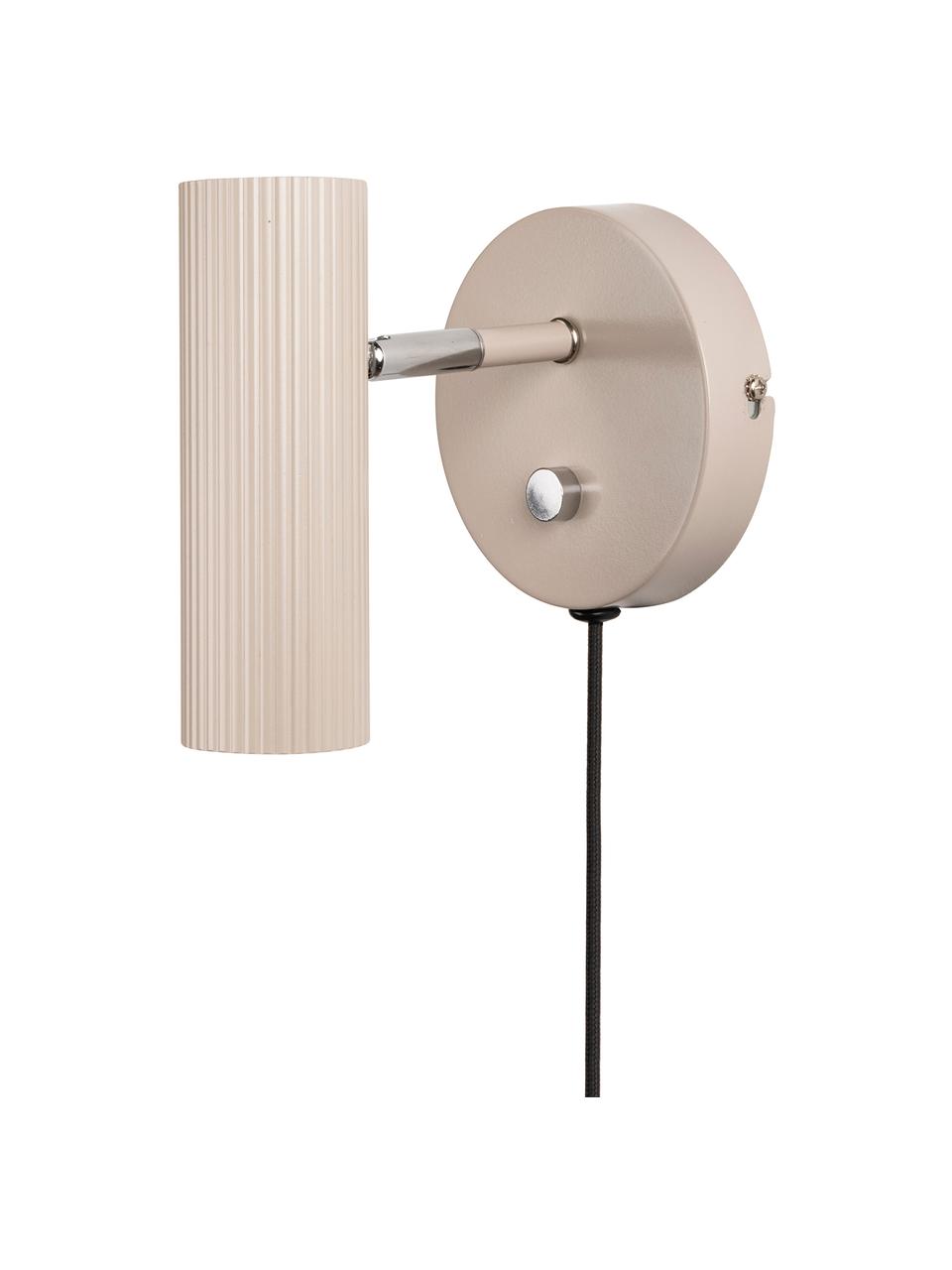 Verstelbare wandspot Hubble met stekker in beige, Lampenkap: metaal, Beige, chroomkleurig, D 17 x H 15 cm