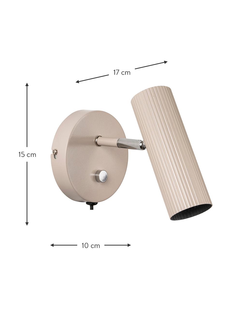 Aplique Hubble, con enchufe, Pantalla: metal, Fijación: metal, Cable: cubierto en tela, Beige, cromo, F 17 x Al 15 cm