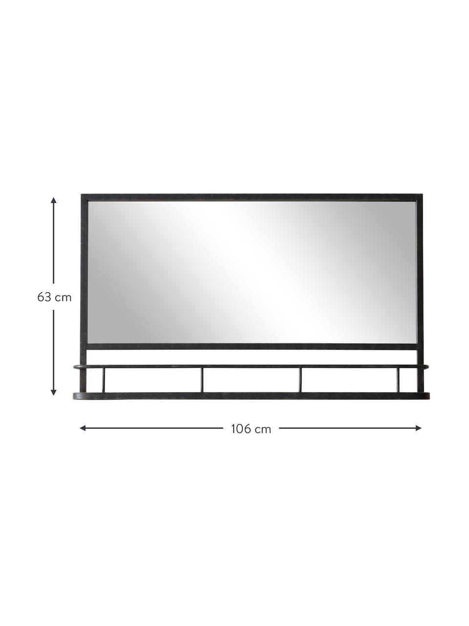 Nástěnné zrcadlo s policí Emerson, Černá, Š 106 cm, V 63 cm