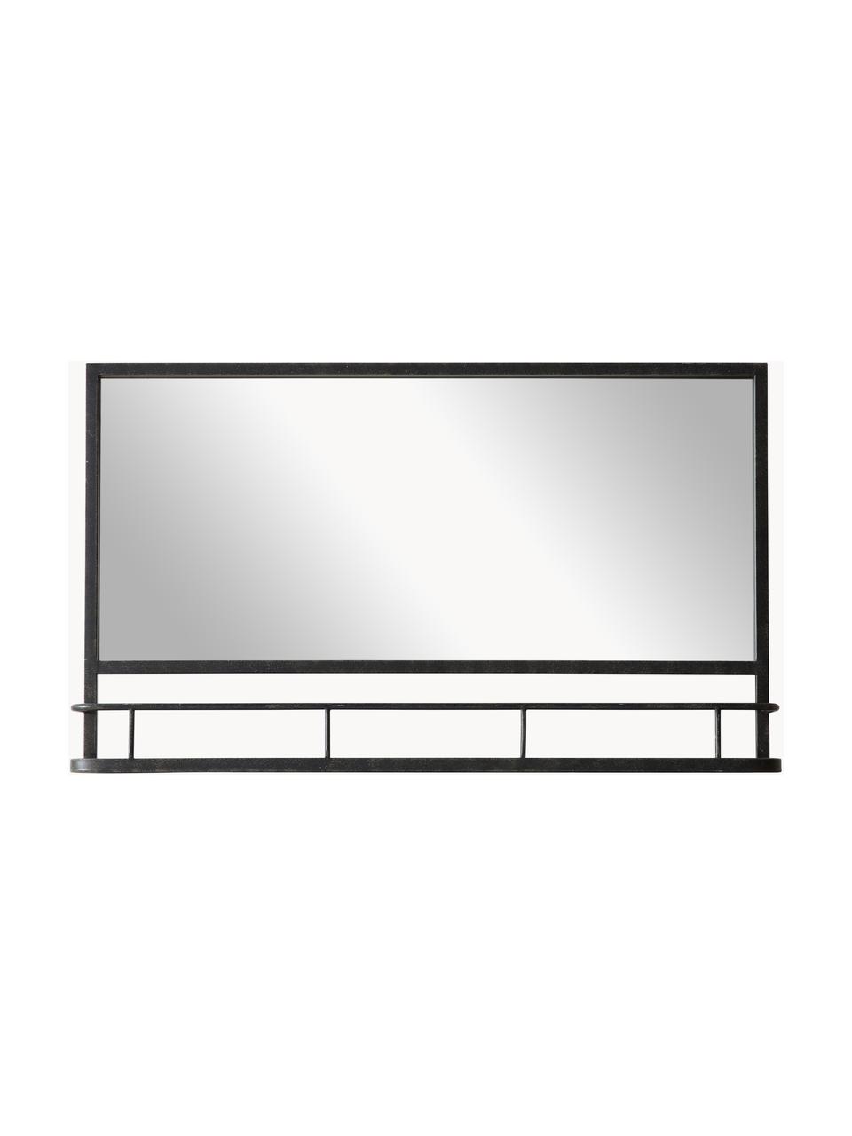 Espejo de pared con estante Emerson, Espejo: cristal, Negro, An 106 x Al 63 cm