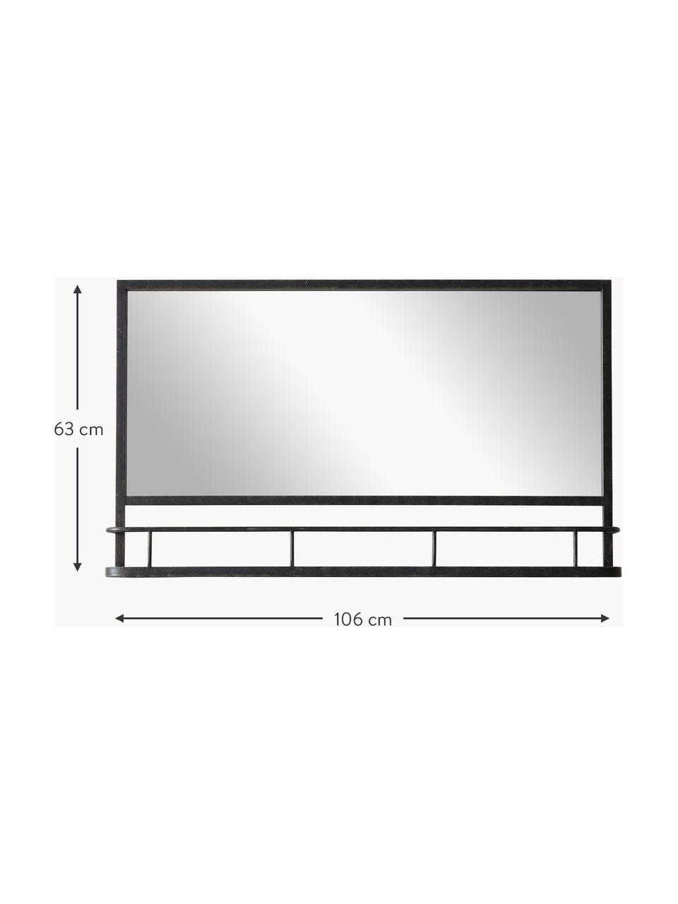 Espejo de pared con estante Emerson, Espejo: cristal, Negro, An 106 x Al 63 cm