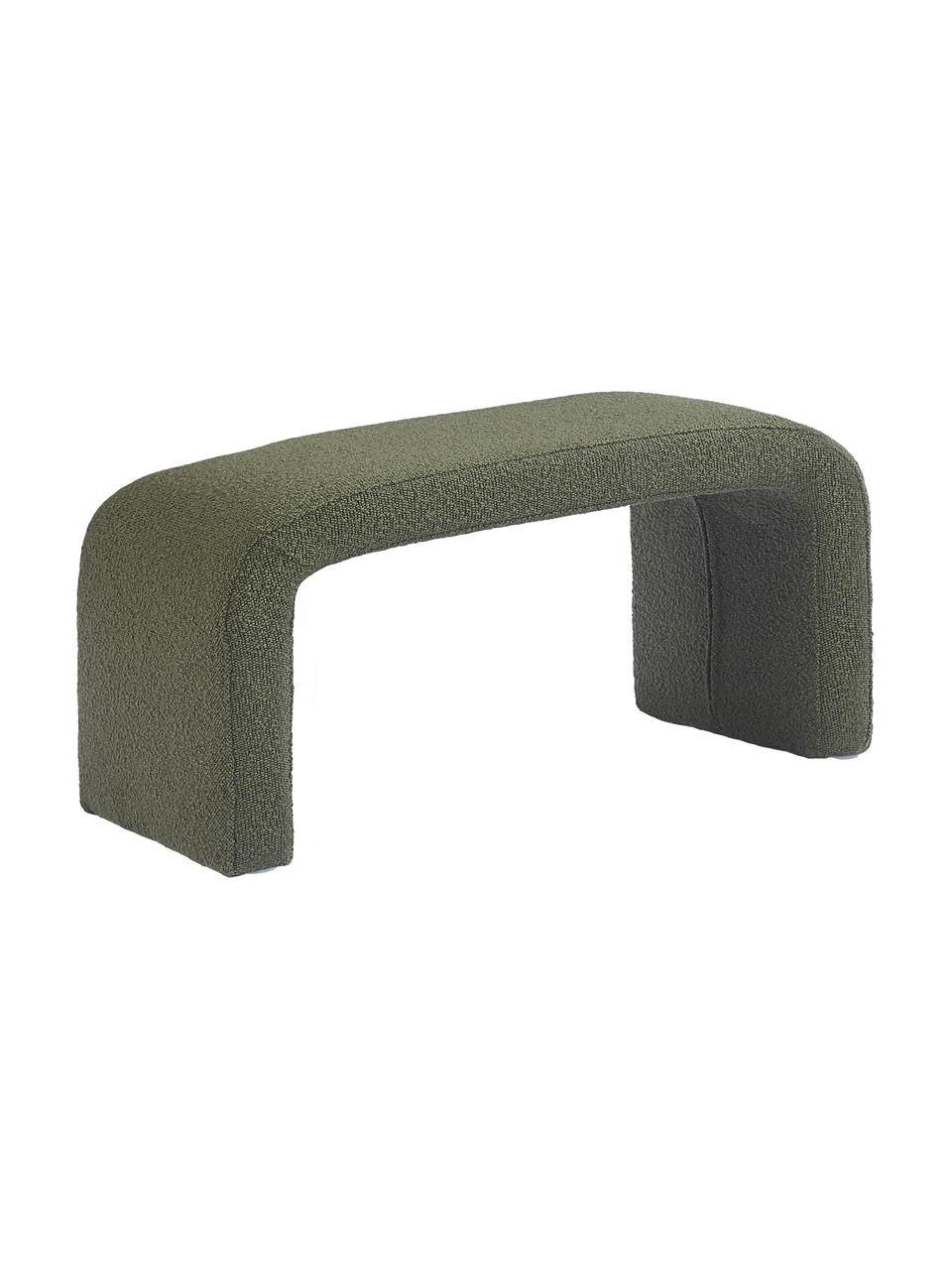 Banquette en tissu bouclé Penelope, Tissu bouclé vert, larg. 110 x haut. 46 cm