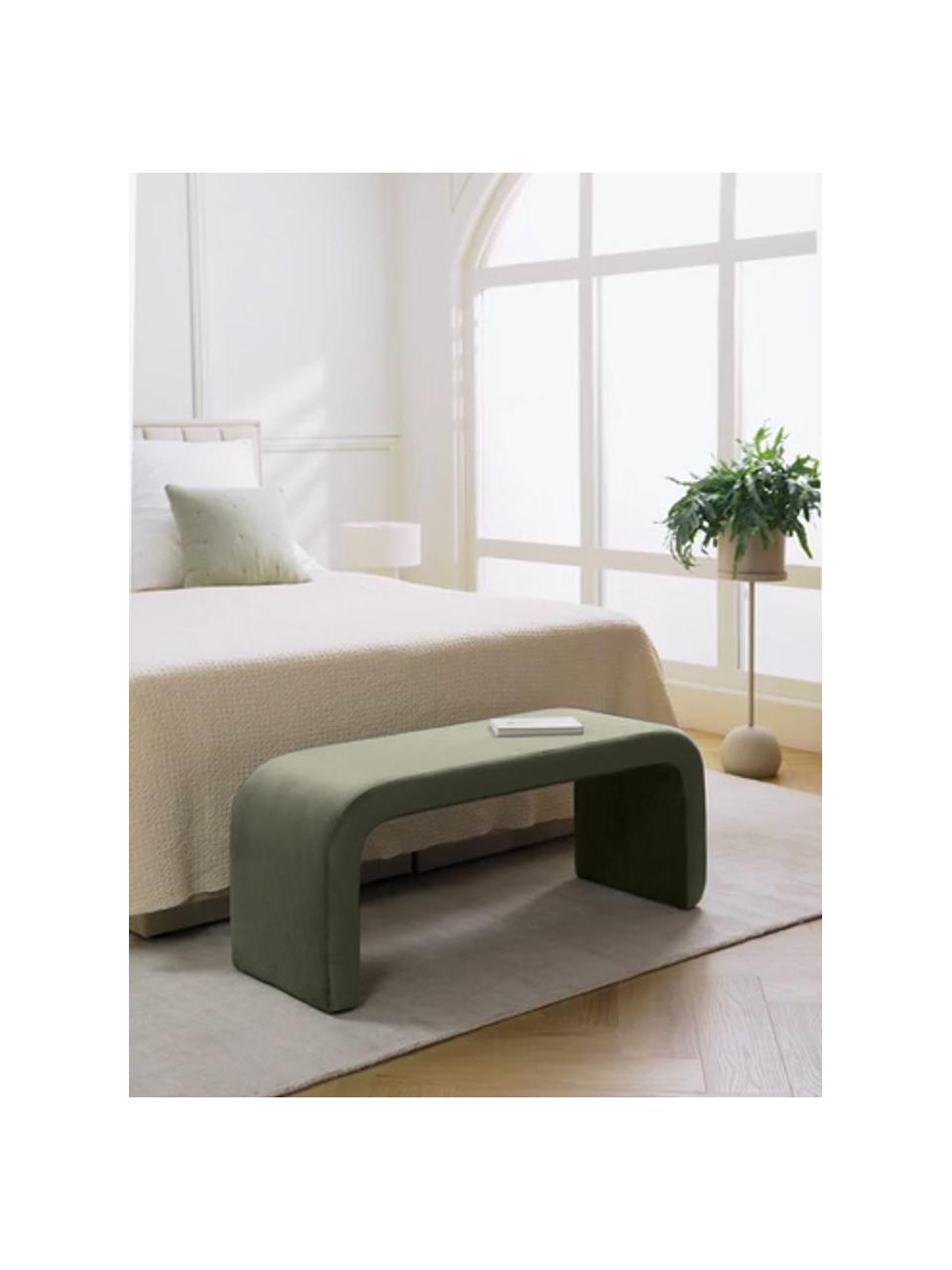 Moderní bouclé lavice Penelope, Zelená, Š 110 cm, V 46 cm