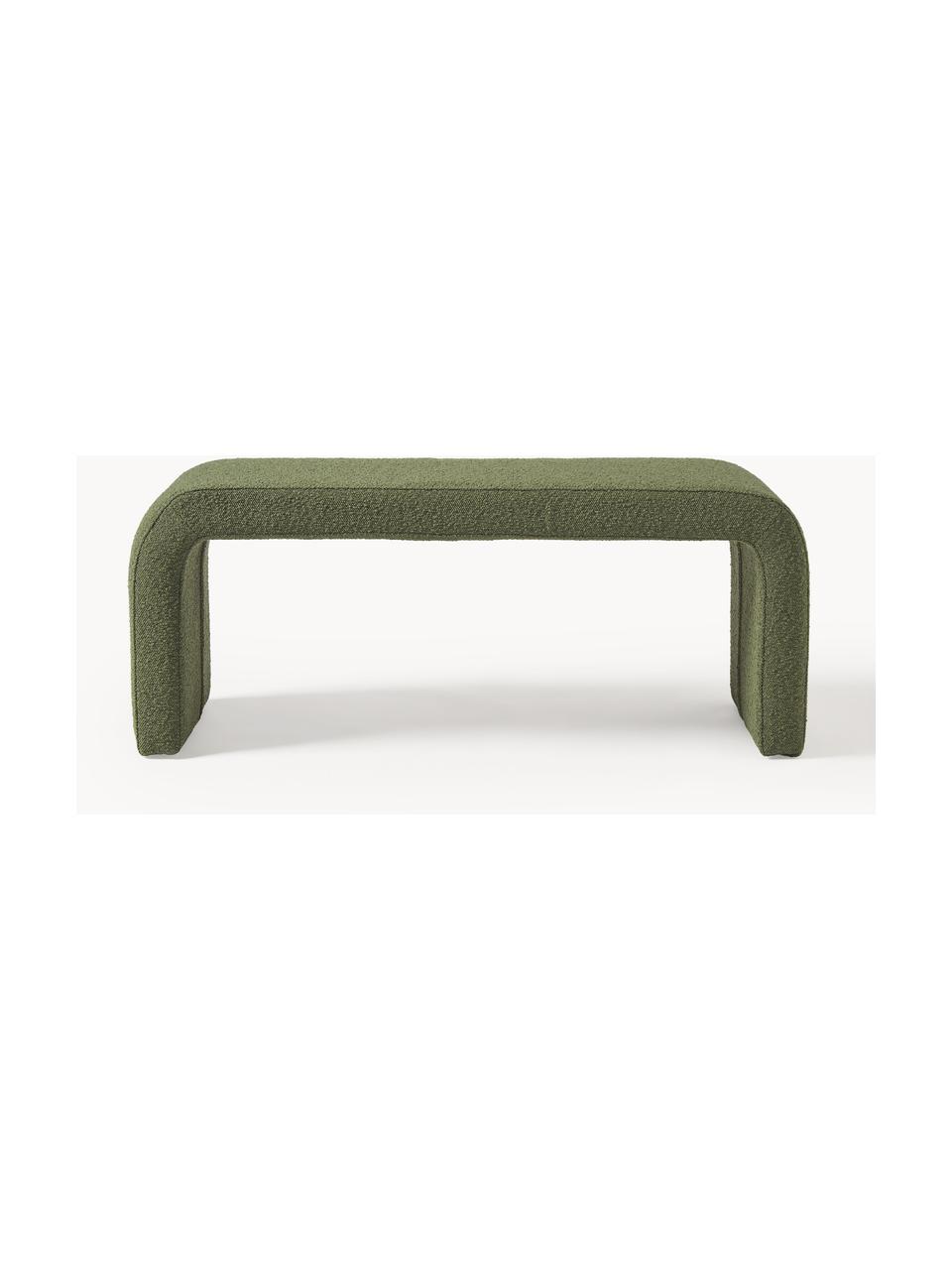 Banquette en tissu bouclé Penelope, Bouclé vert foncé, larg. 110 x haut. 46 cm