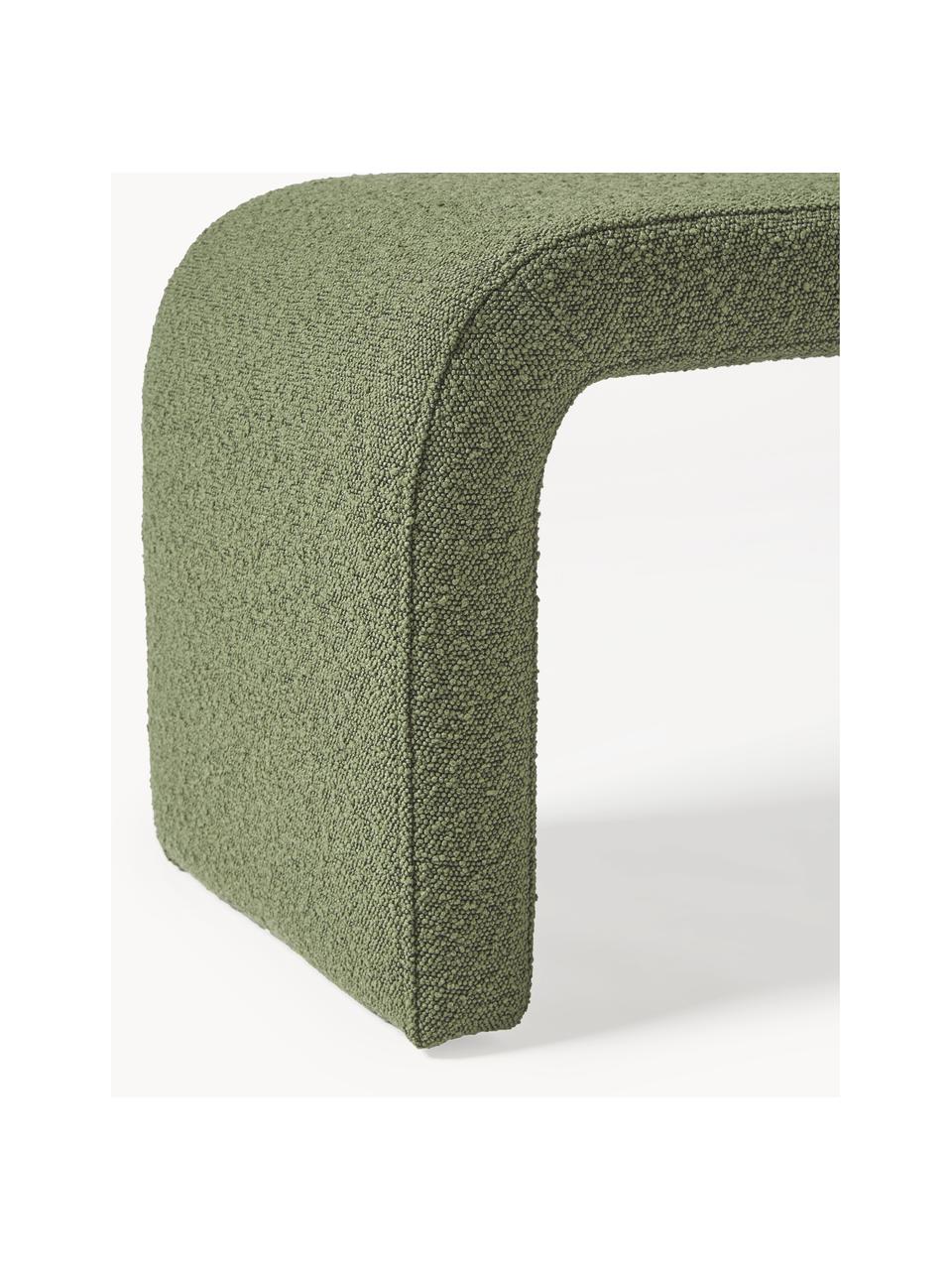 Banquette en tissu bouclé Penelope, Bouclé vert foncé, larg. 110 x haut. 46 cm