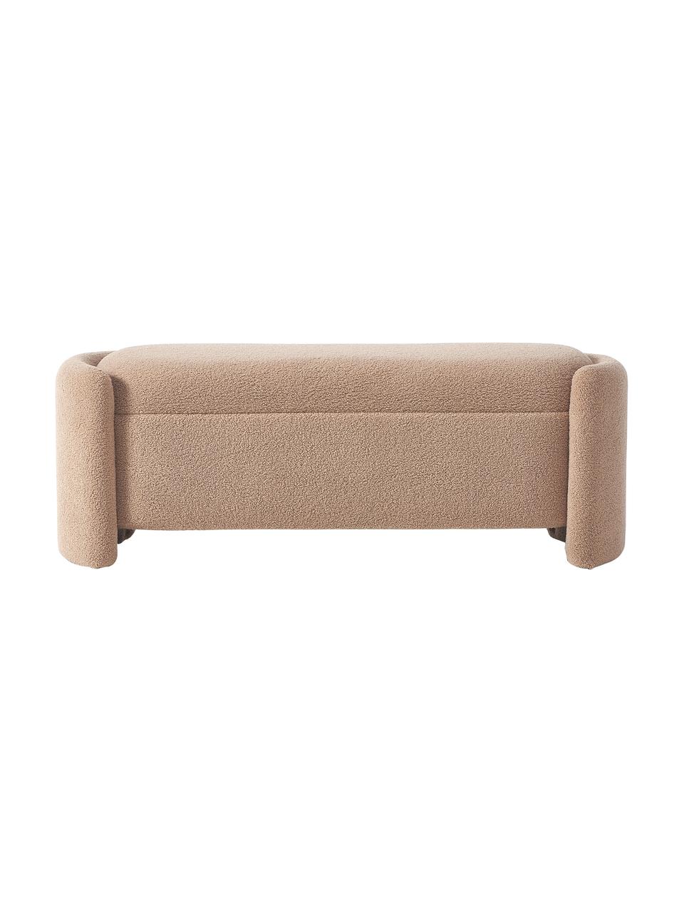 Plyšová lavička s úložným priestorom Benji, Karamelová, Š 140 x V 50 cm