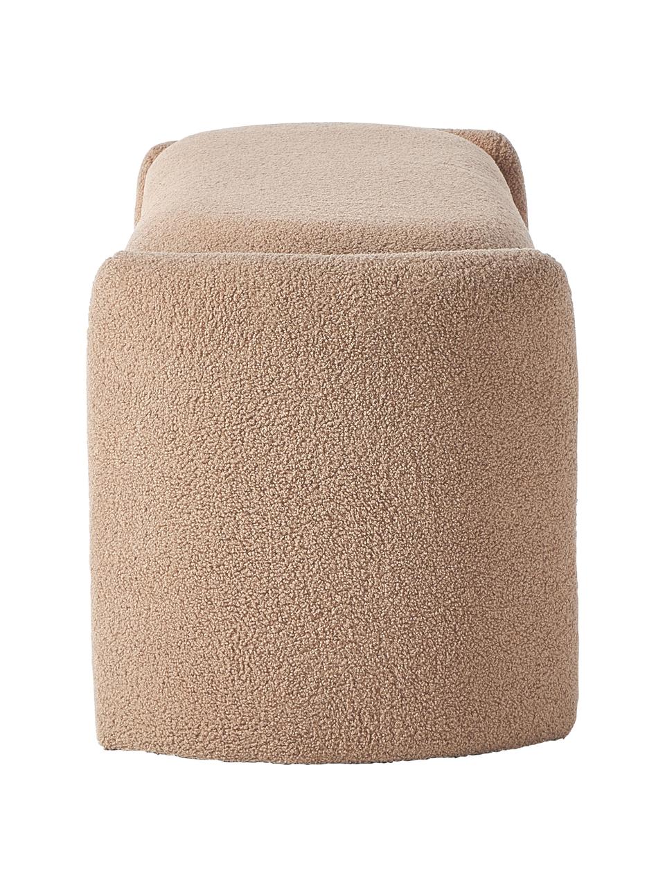 Banco de borreguillo Benji, con espacio de almacenamiento, Tapizado: tejido bouclé (100% polié, Estructura: madera de pino maciza., Borreguillo caramelo, An 140 x Al 50 cm