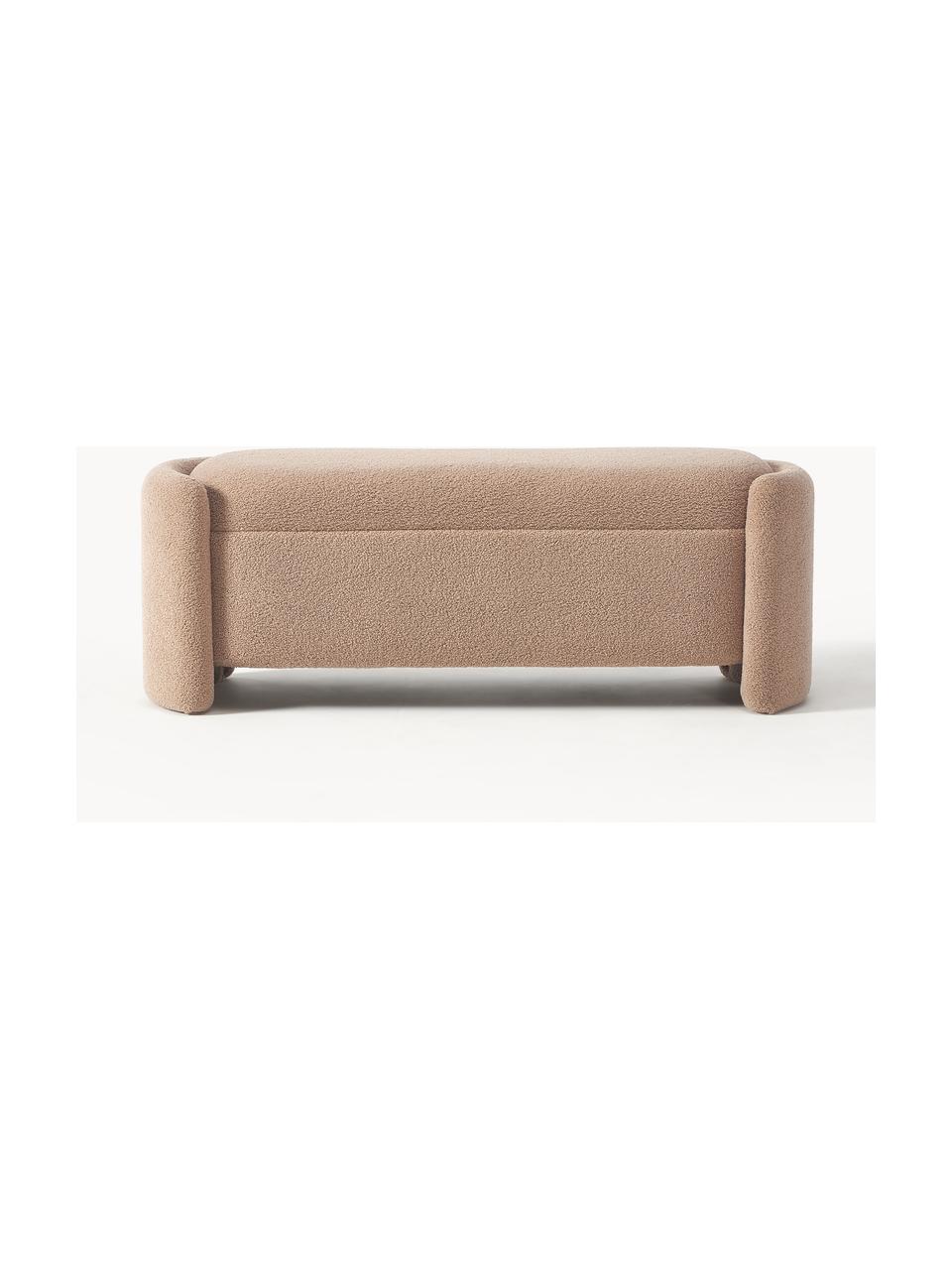 Banc bouclette avec rangement Benji, Bouclette beige, larg. 140 x haut. 50 cm