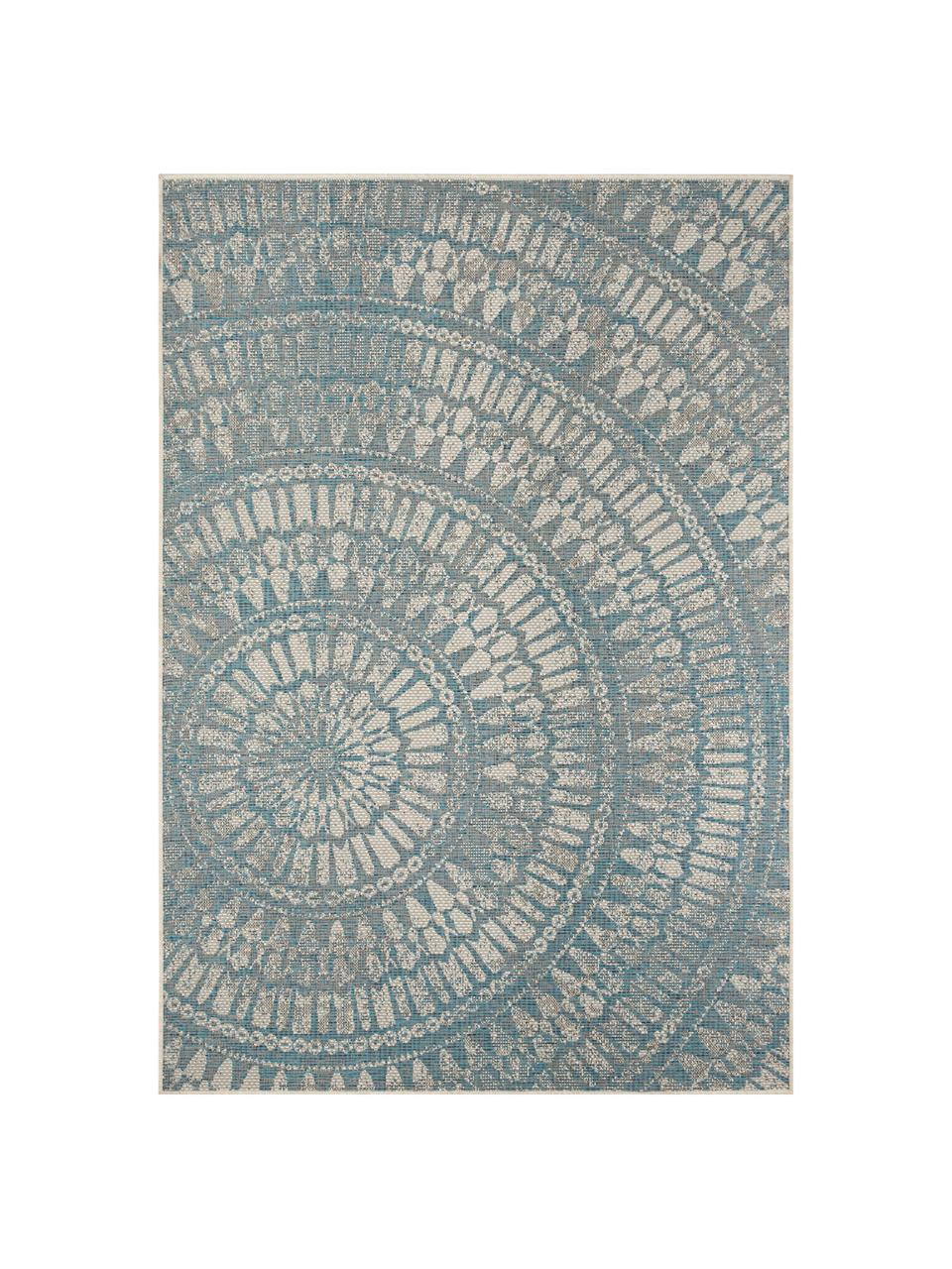 Tapis intérieur-extérieur avec imprimés Arnon, Polypropylène, Turquoise, beige, larg. 140 x long. 200 cm (taille S)