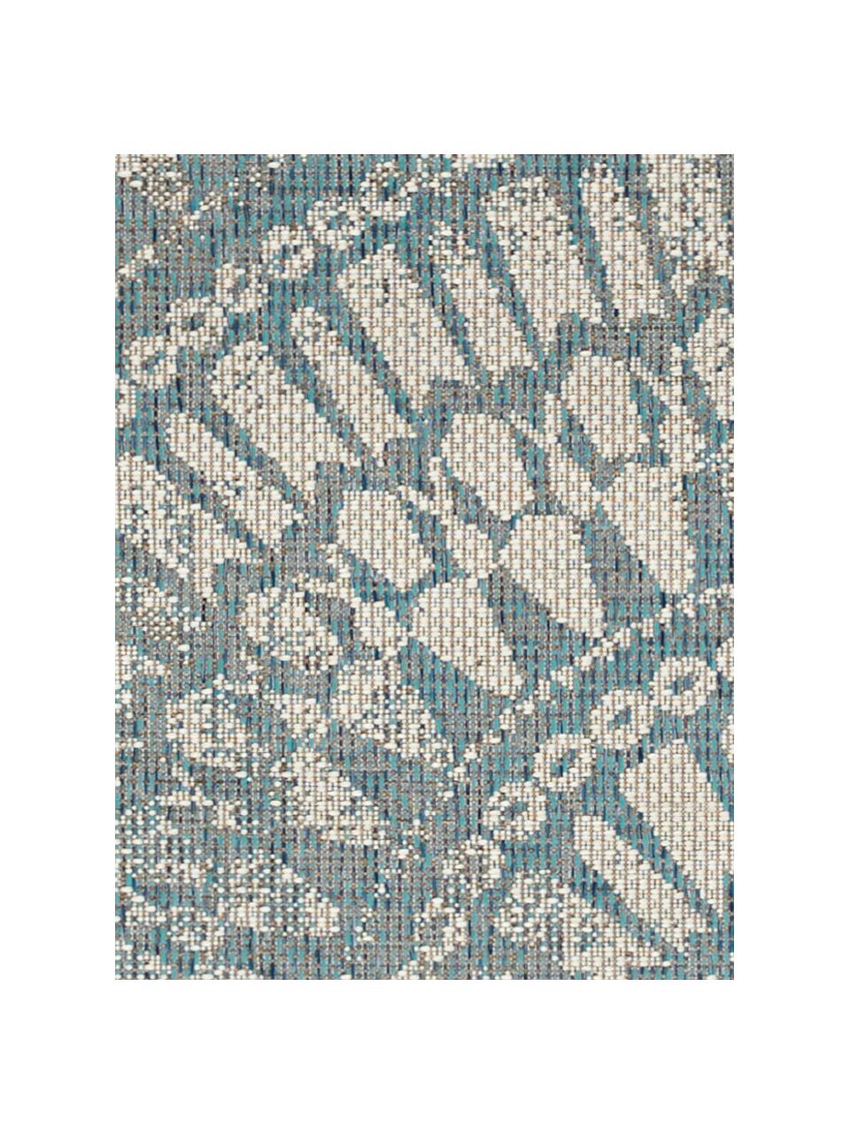 In- & outdoor vloerkleed Arnon met patroon, 100% polypropyleen, Turquoise, beige, B 140 x L 200 cm (maat S)