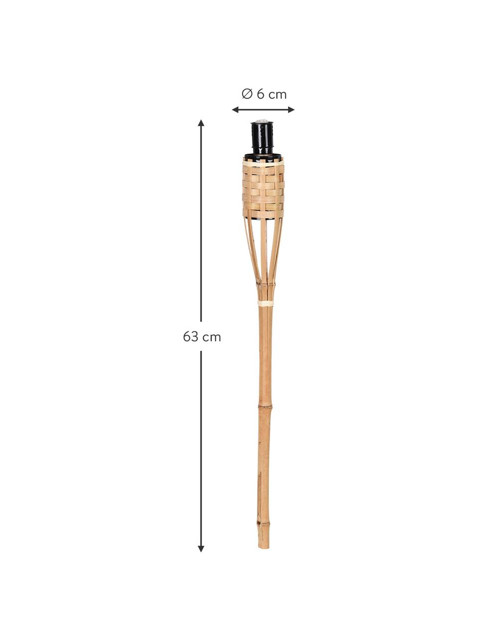 Antorchas Bambus, 3 pzas., Estructura: madera de bambú, Marrón claro, Ø 6 x Al 63 cm