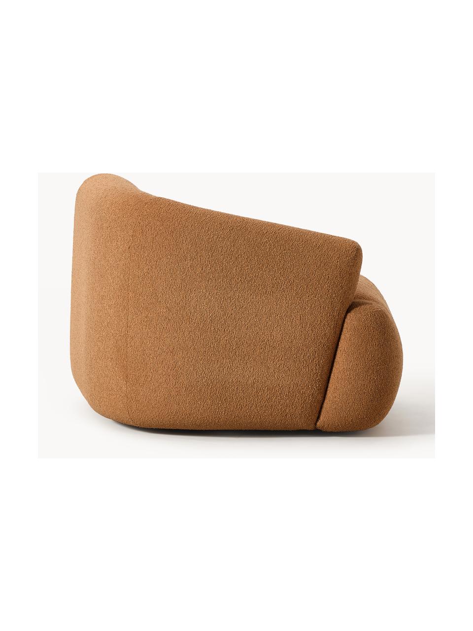 Módulo de esquina en tejido bouclé Sofia, Tapizado: tejido bouclé (100% polié, Estructura: madera de pícea, tablero , Patas: plástico Este producto es, Bouclé marrón claro, An 95 x F 103 cm, módulo esquina izquierda