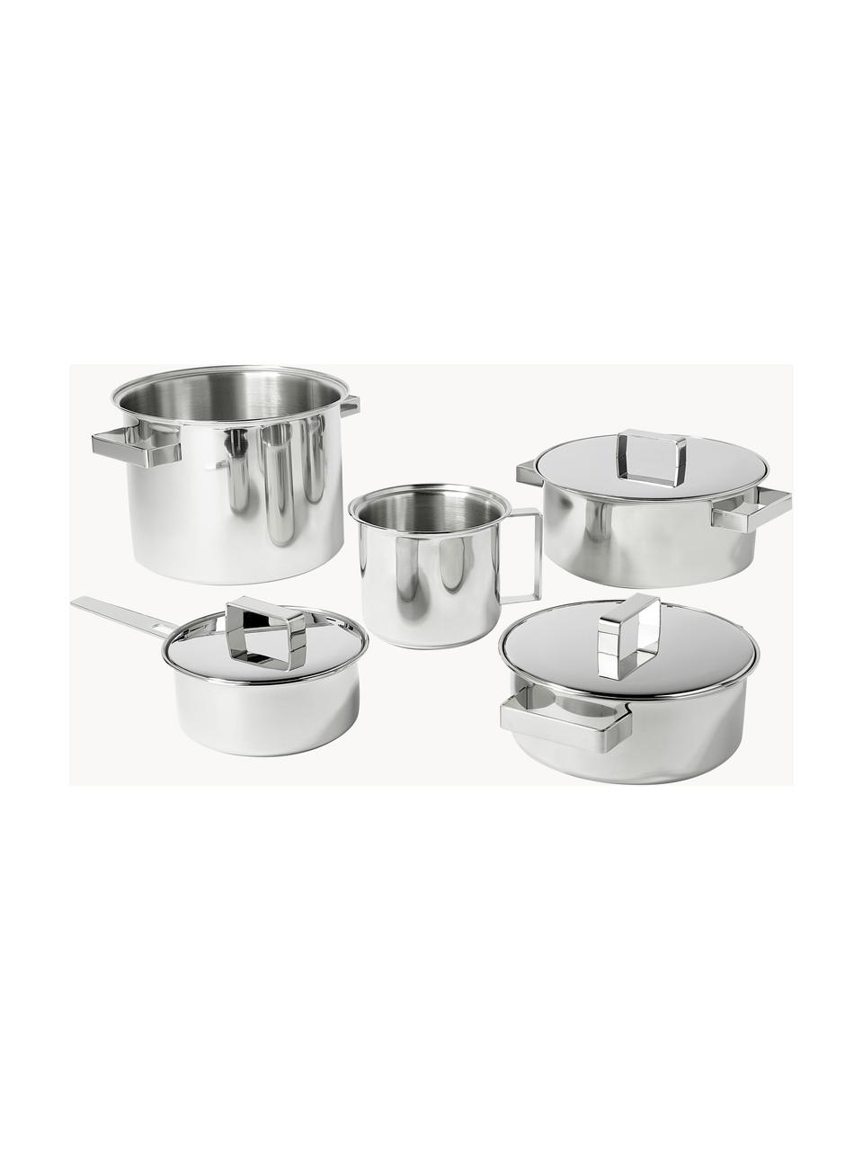 Set 8 pentole in acciaio inox Design Plus, Acciaio inossidabile 18/10, Argentato, Set di 8 pezzi in varie misure