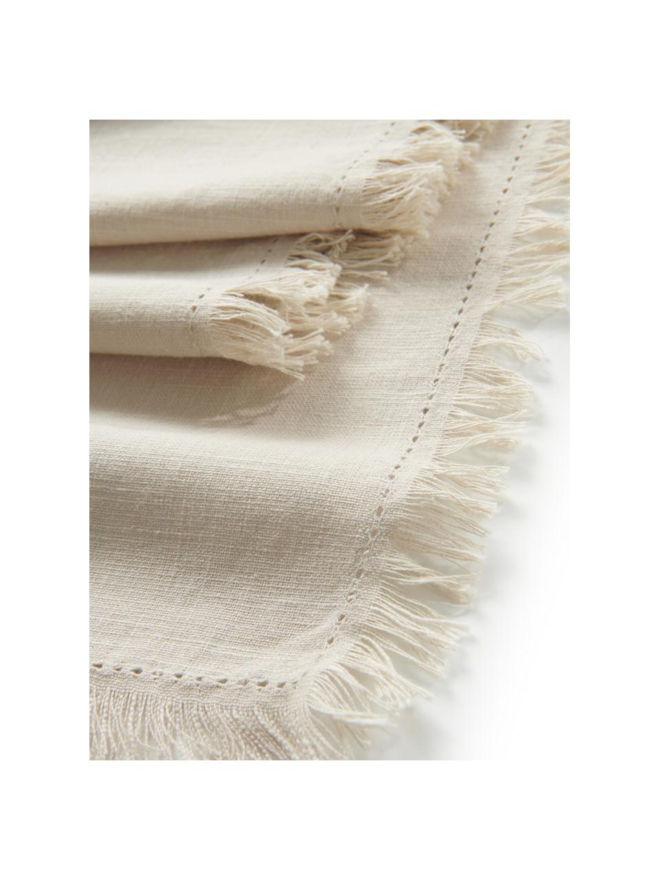 Camino de mesa de algodón con flecos Henley, 100% algodón, Beige, An 40 x L 140 cm