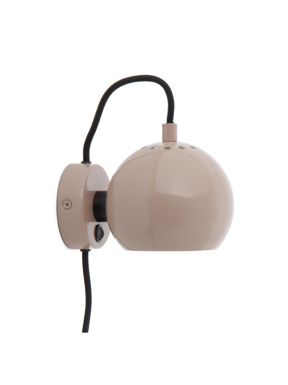 Design Kugel-Wandleuchte Ball in Taupe, Lampenschirm: Metall, beschichtet, Nude, B 16 x H 12 cm