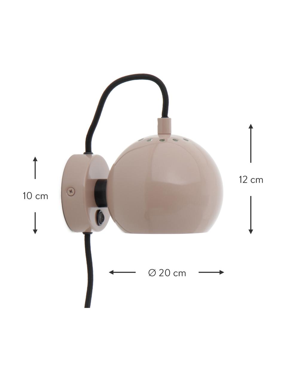 Design Kugel-Wandleuchte Ball, Lampenschirm: Metall, beschichtet, Beige, B 16 x H 12 cm