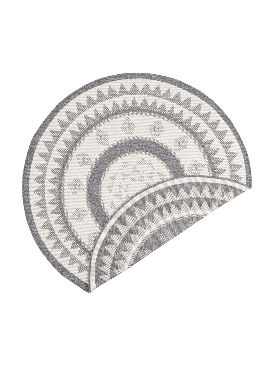 Alfombra redonda reversible de interior/exterior Jamaica, Gris, crema, Ø 200 cm (Tamaño L)
