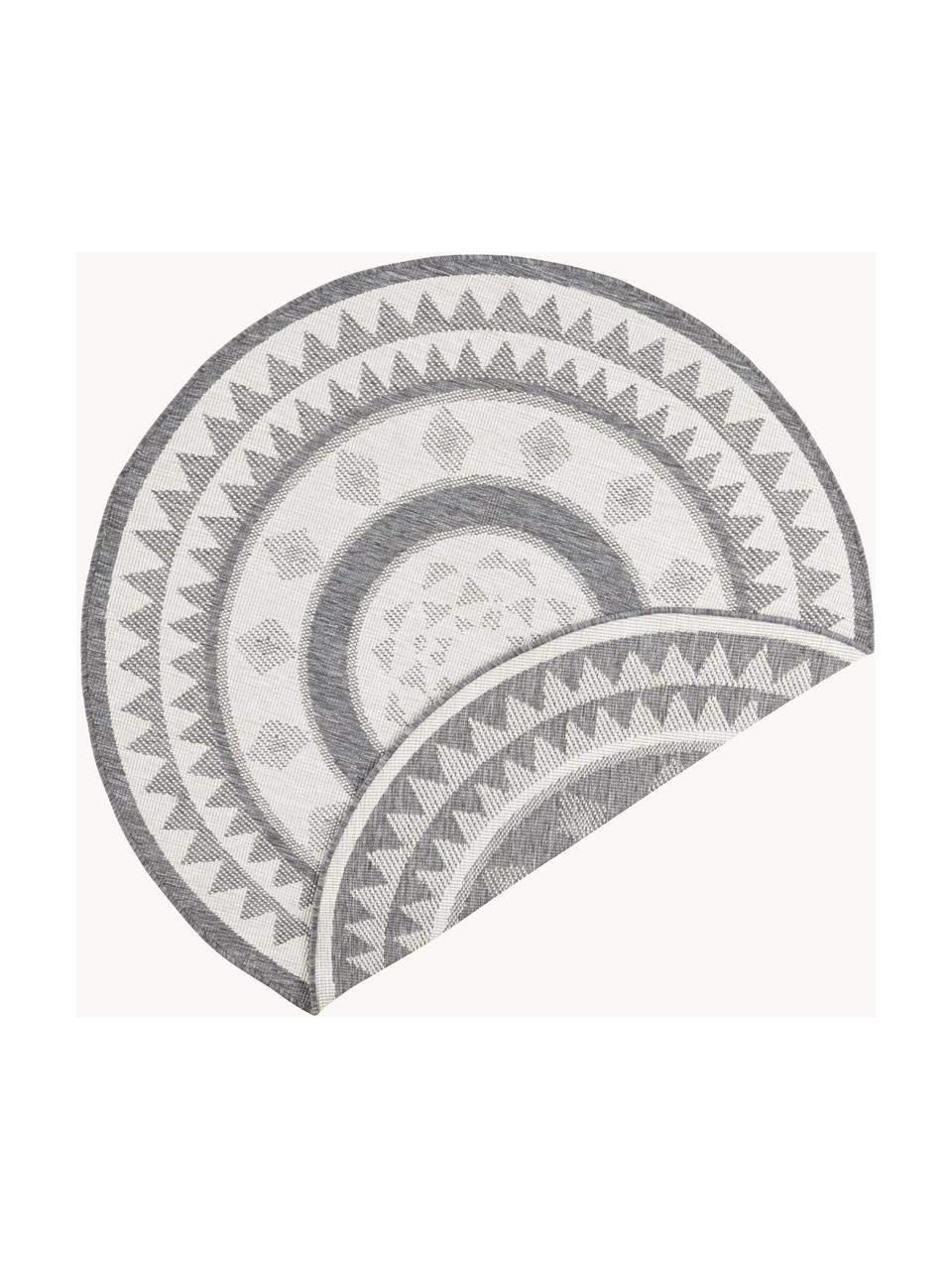 Tapis réversible intérieur-extérieur, rond, gris/crème Jamaica, Gris, couleur crème, imprimé, Ø 140 cm (taille M)