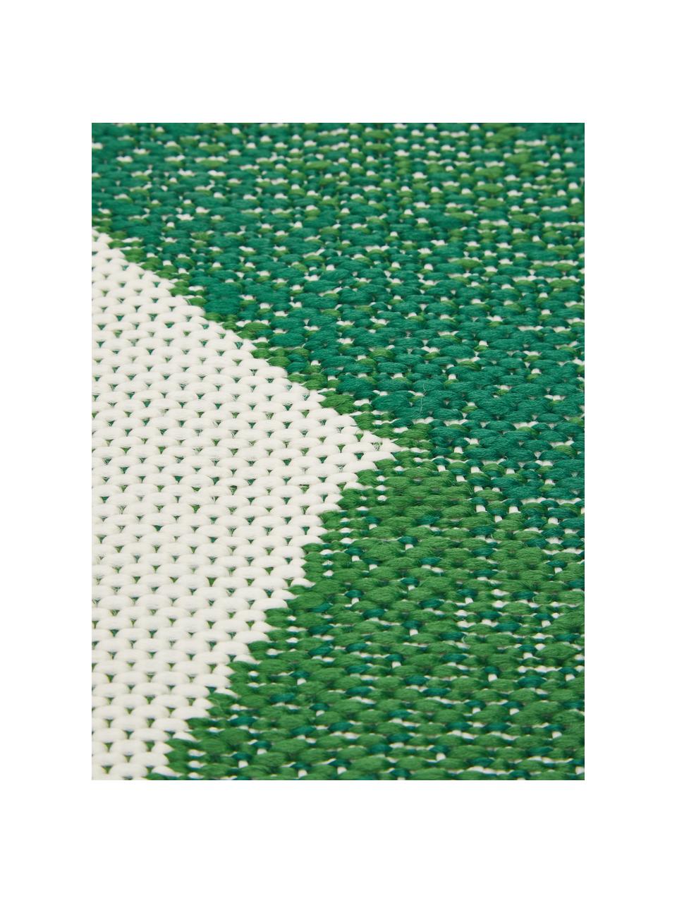 Tappeto da interno-esterno con motivo foglie Jungle, 86% polipropilene, 14% poliestere, Bianco, verde, Ø 140 cm (taglia M)