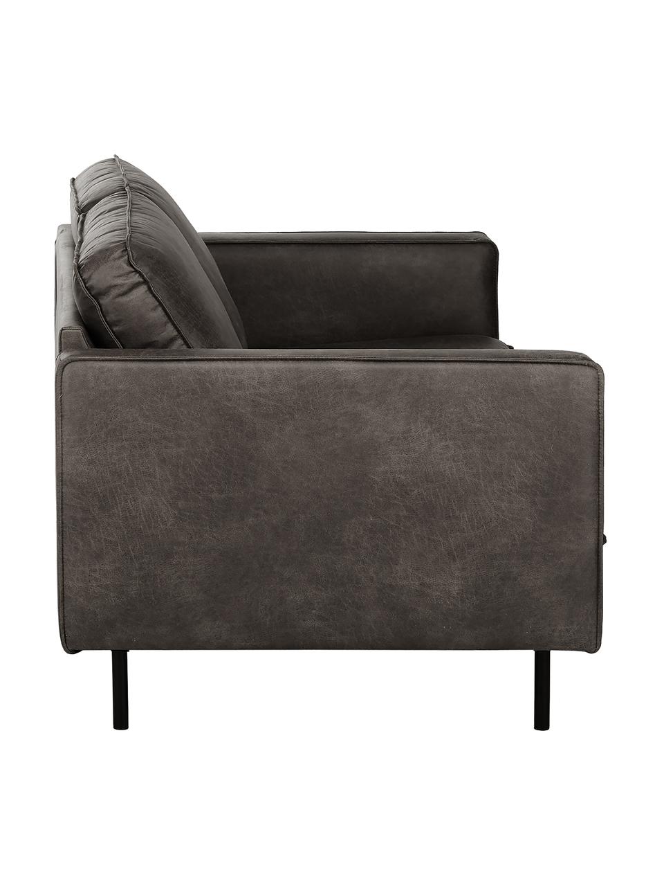 Canapé 2 places en cuir recyclé Hunter, Cuir brun-gris, larg. 164 x prof. 90 cm