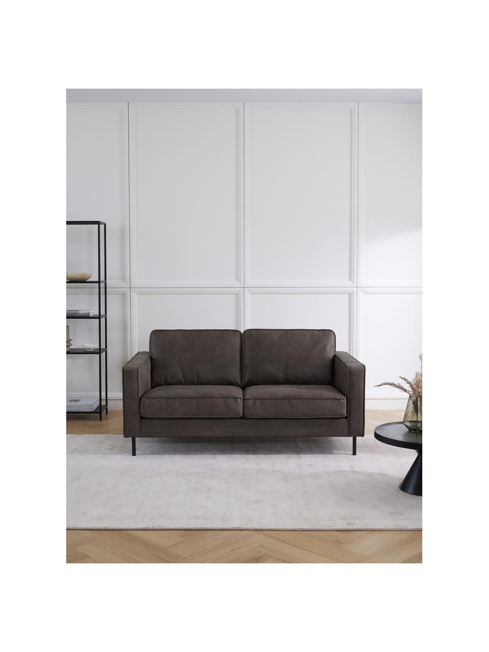 Sofa Hunter (2-Sitzer) aus recyceltem Leder, Bezug: Recyceltes Leder (70% Led, Gestell: Massives Kiefernholz und , Leder Anthrazit, B 164 cm x T 90 cm