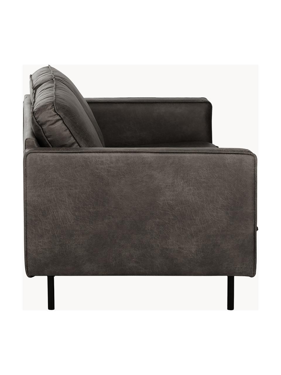 Sofa Hunter (2-Sitzer) aus recyceltem Leder, Bezug: Recyceltes Leder (70% Led, Gestell: Massives Kiefernholz und , Füße: Metall, pulverbeschichtet, Leder Anthrazit, B 164 cm x T 90 cm