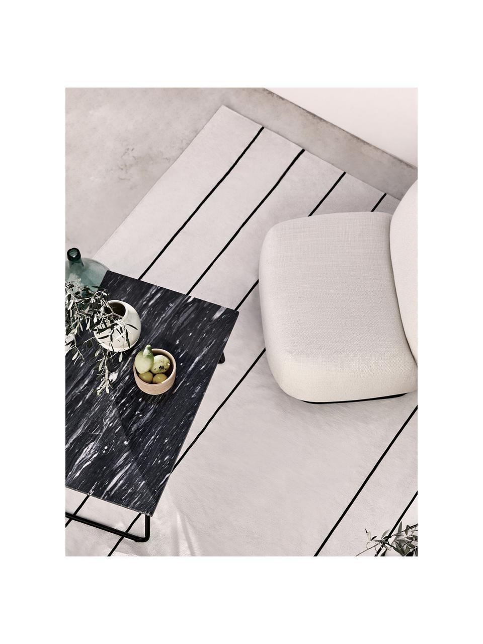 Tapis tissé à plat blanc crème David, Blanc crème, noir