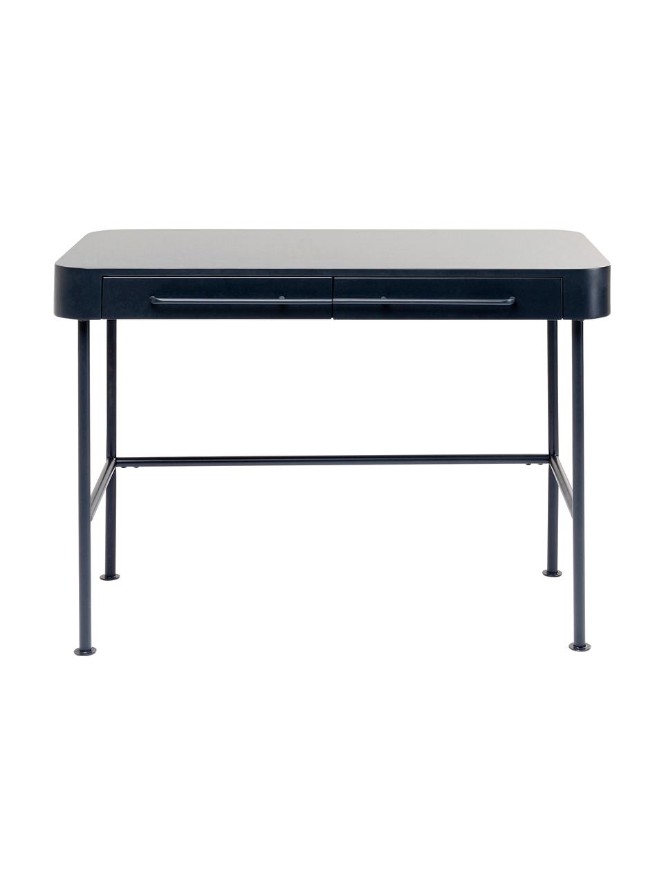 Bureau Montieri in donkergrijs, Poten: gepoedercoat staal, Handvatten: gepoedercoat staal, Houtkleurig, antraciet, B 100 x H 55 cm