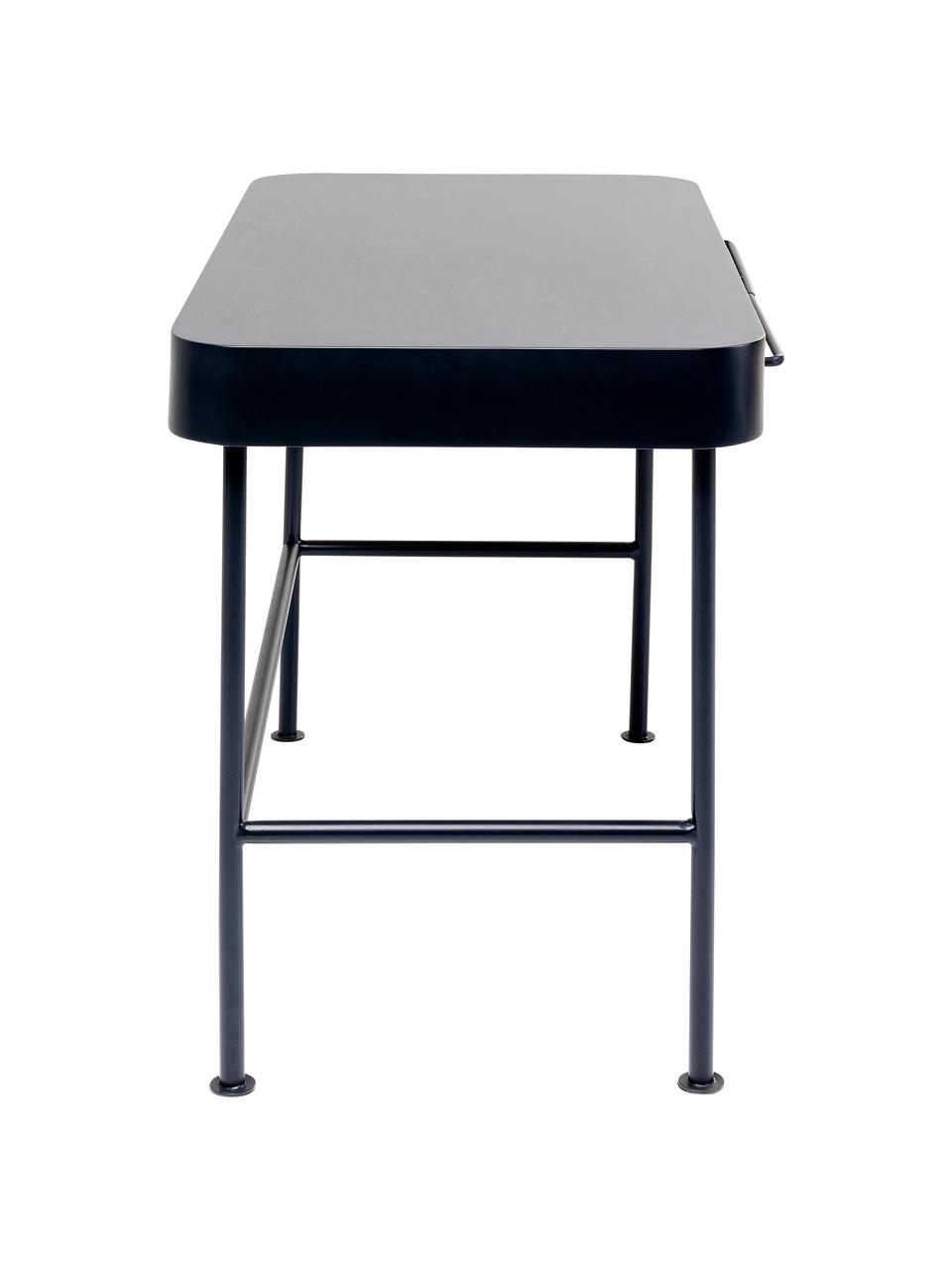 Bureau Montieri in donkergrijs, Poten: gepoedercoat staal, Handvatten: gepoedercoat staal, Houtkleurig, antraciet, B 100 x H 55 cm