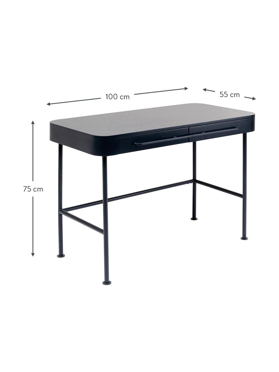 Bureau Montieri, Bois, anthracite, larg. 100 x prof. 55 cm