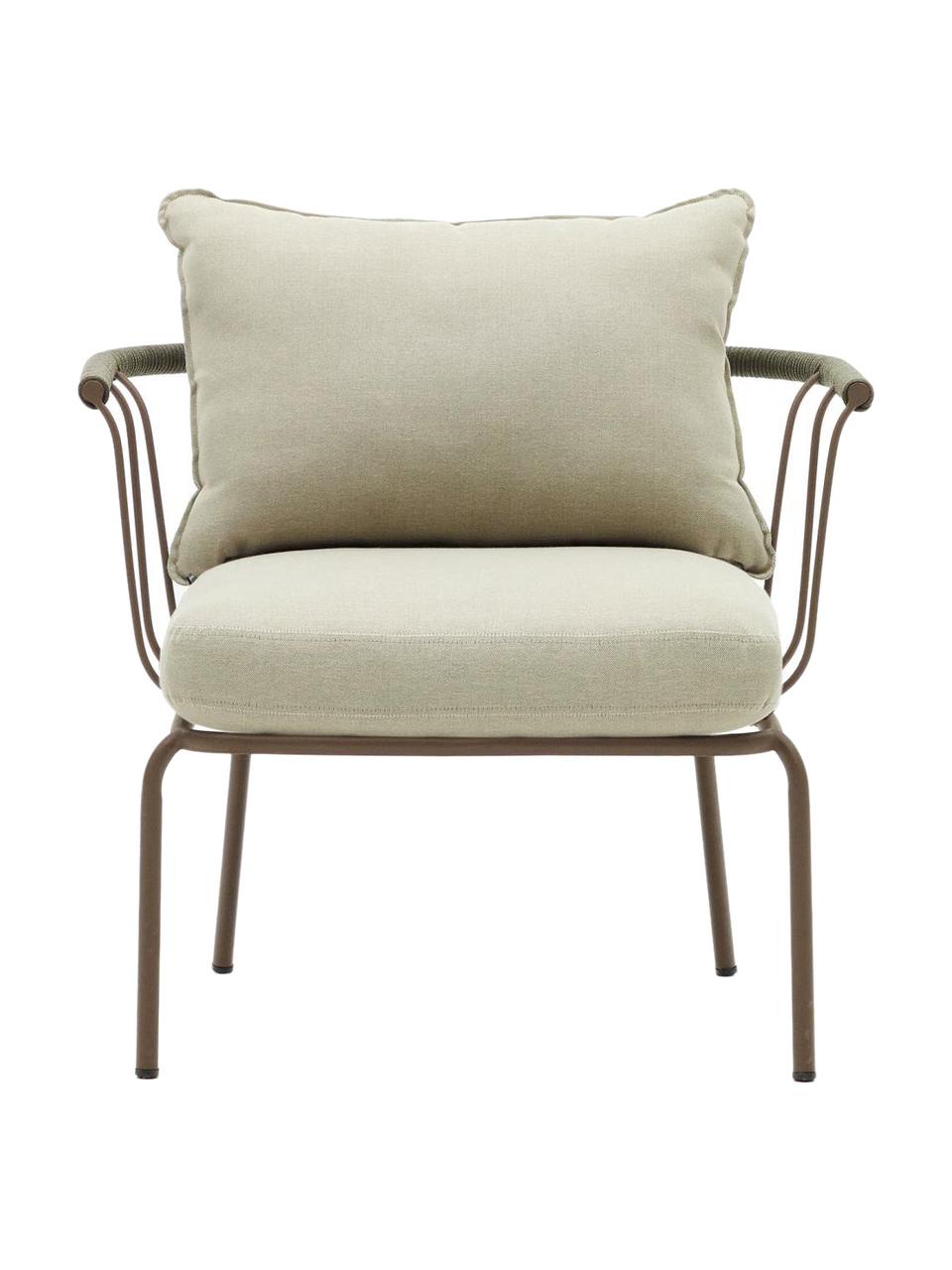 Fauteuil lounge de jardin Jay, Tissu beige, brun, larg. 77 x prof. 70 cm