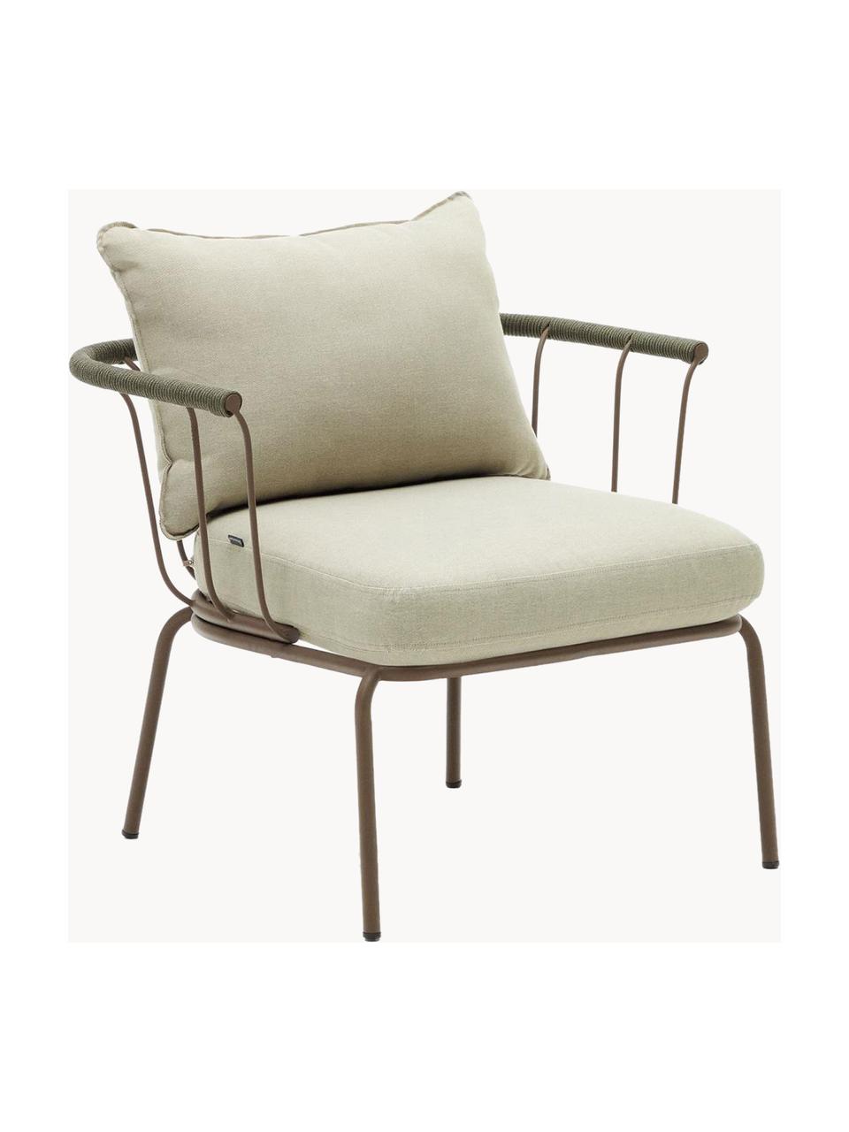 Fauteuil lounge de jardin Jay, Tissu beige, brun, larg. 77 x prof. 70 cm